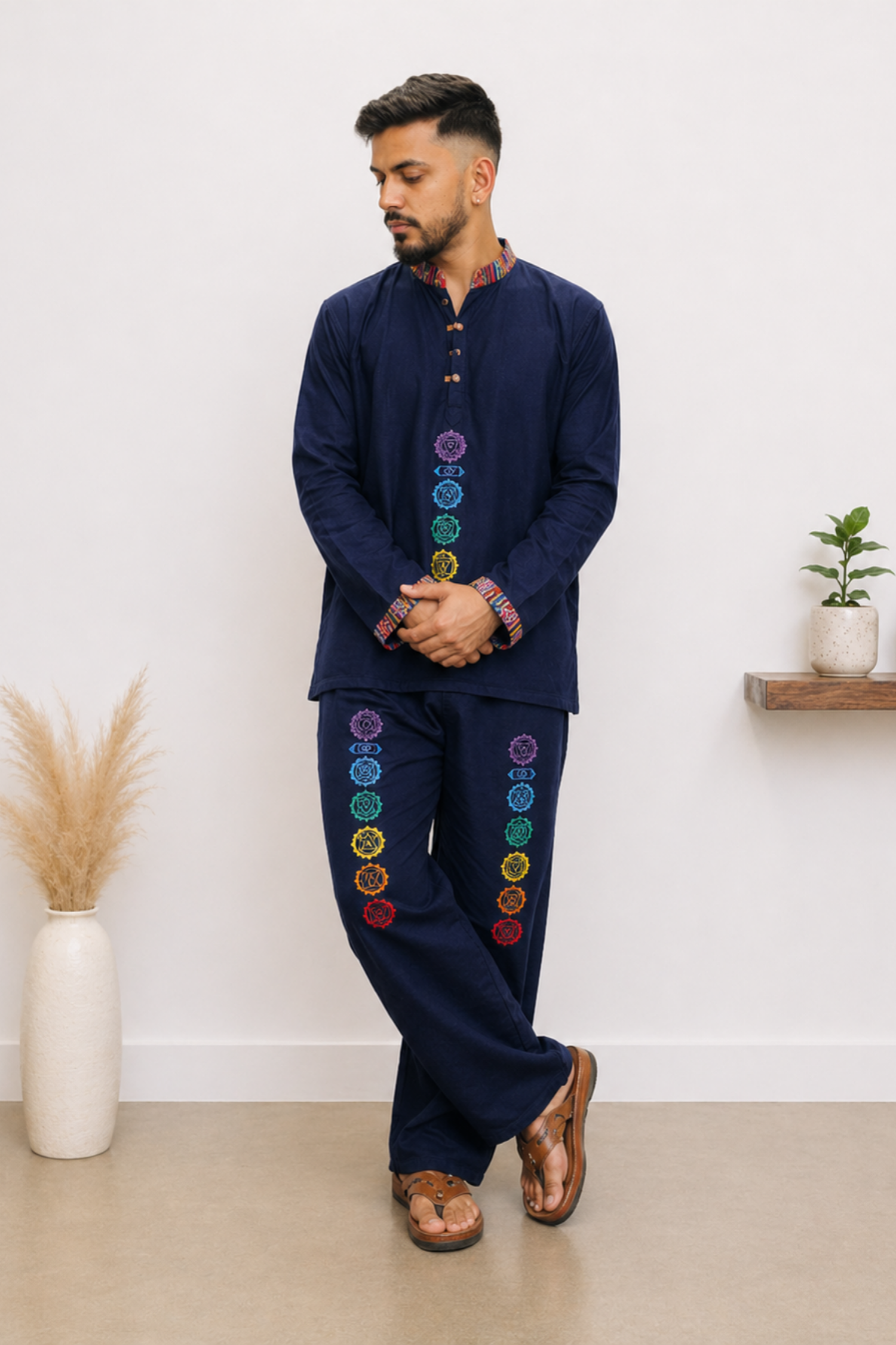 7 CHAKRAS Ethnic Kurta Pajama Set -NAVY BLUE