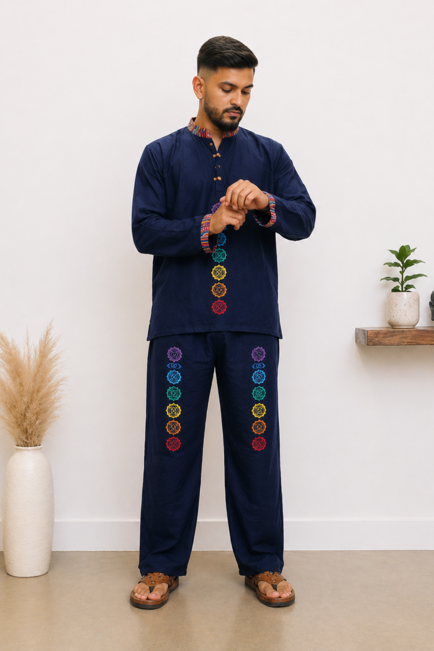 7 CHAKRAS Ethnic Kurta Pajama Set -NAVY BLUE