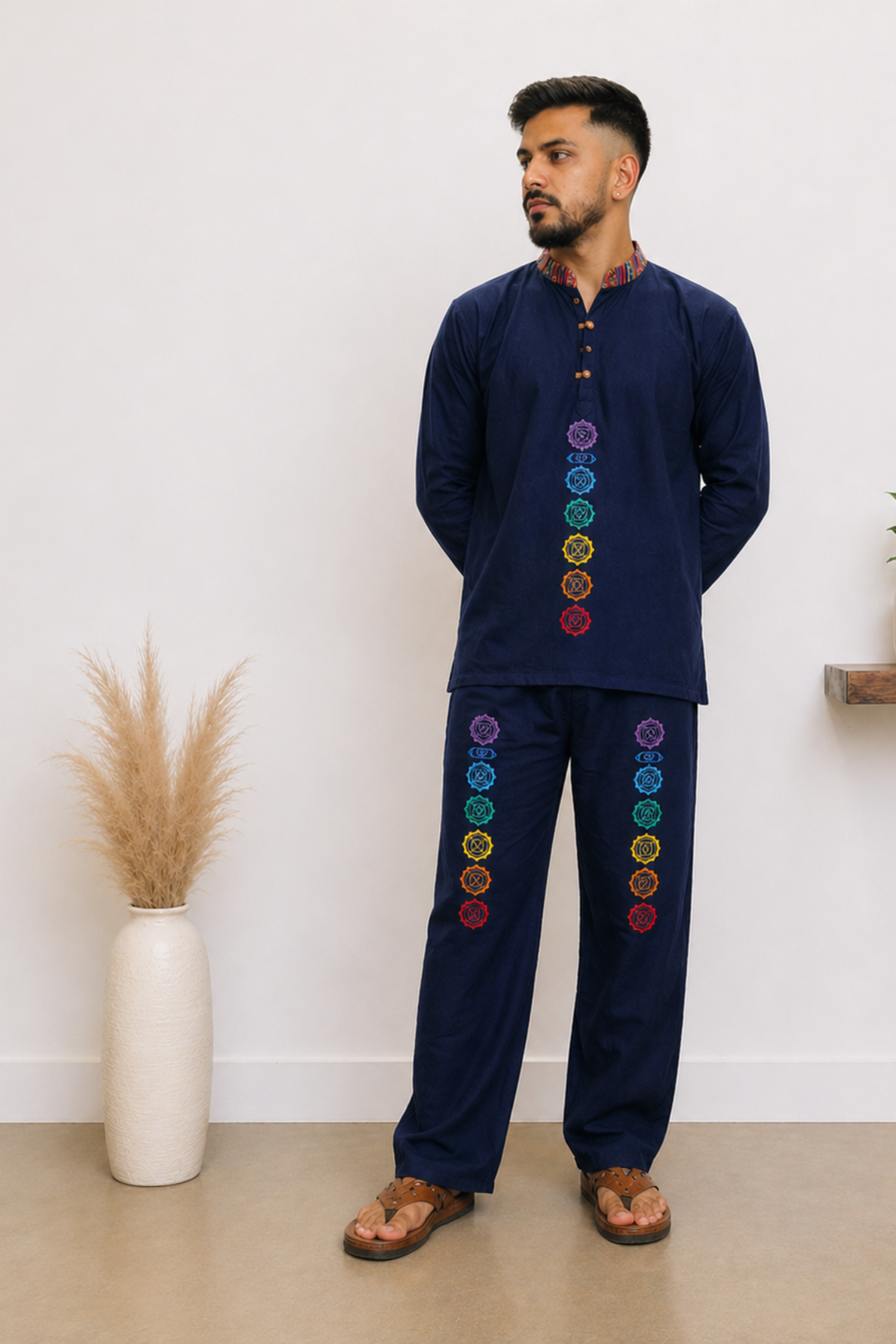 7 CHAKRAS Ethnic Kurta Pajama Set -NAVY BLUE