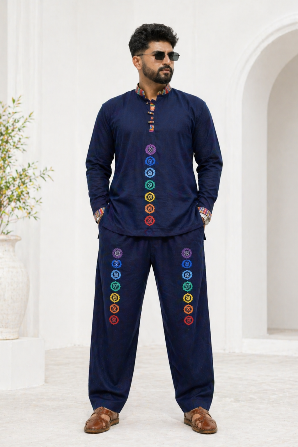7 CHAKRAS Ethnic Kurta Pajama Set -NAVY BLUE