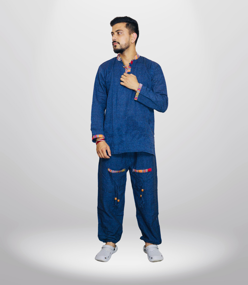 Cotton Kurta - Pajama - Blue