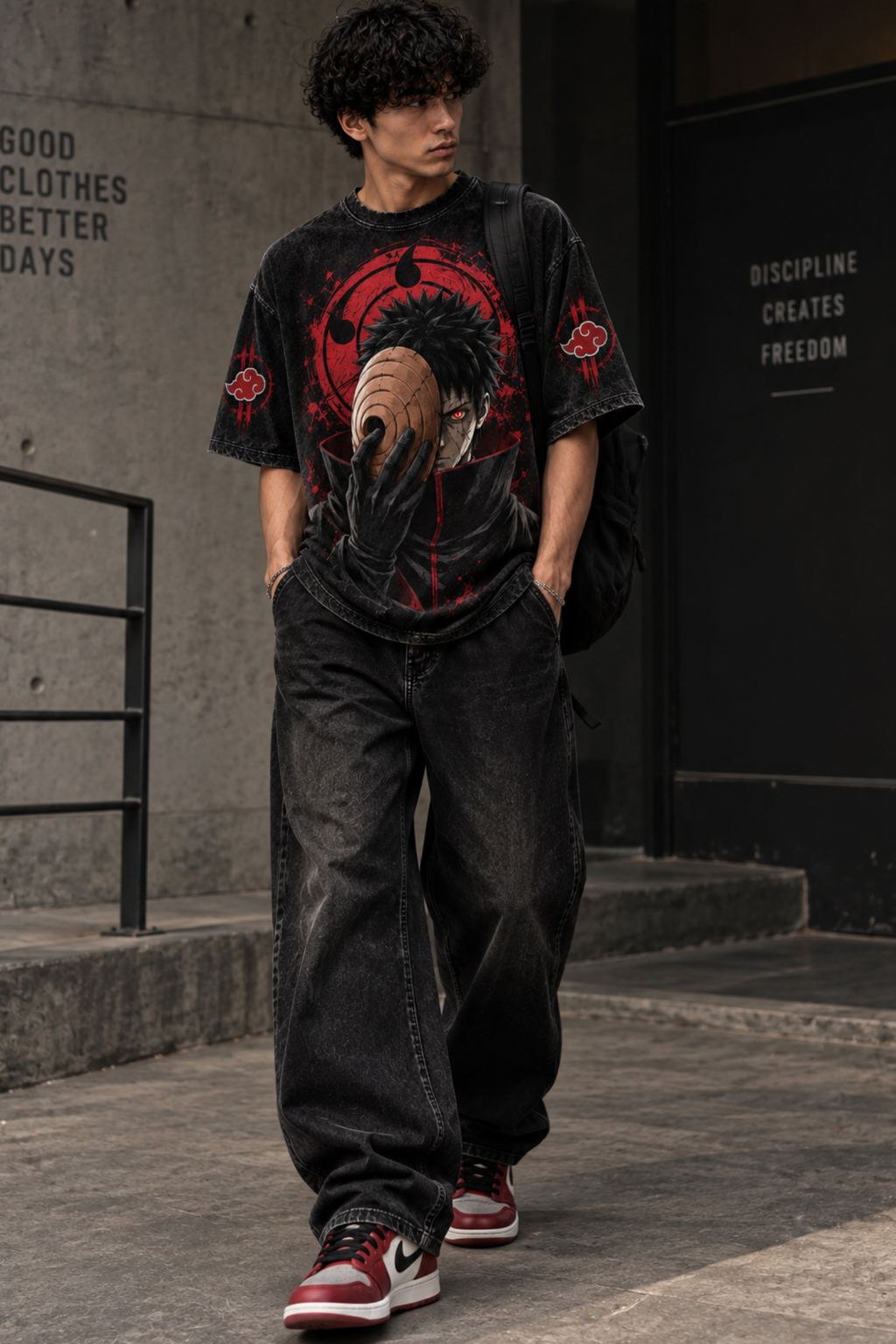 OBITO  Acidwash Oversized Tee – Black