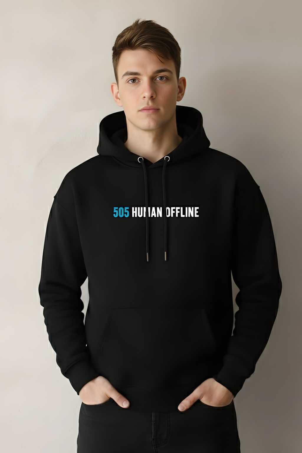 505 Human Offline Unisex Regular Hoodie – Black