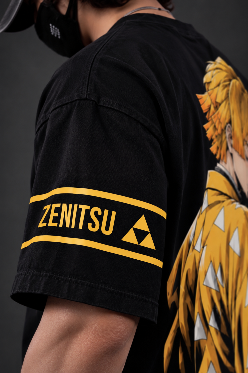 Zenitsu Thunderclap Oversized Tee – Black