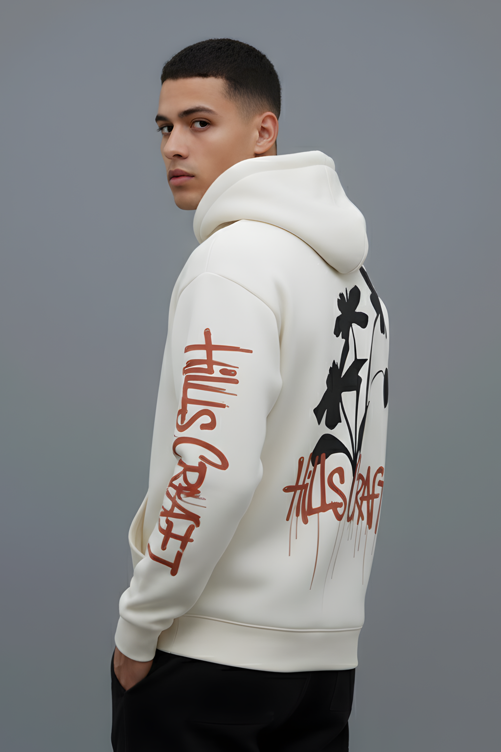 Midnight Bloom Premium Oversized Unisex Hoodie- WHITE