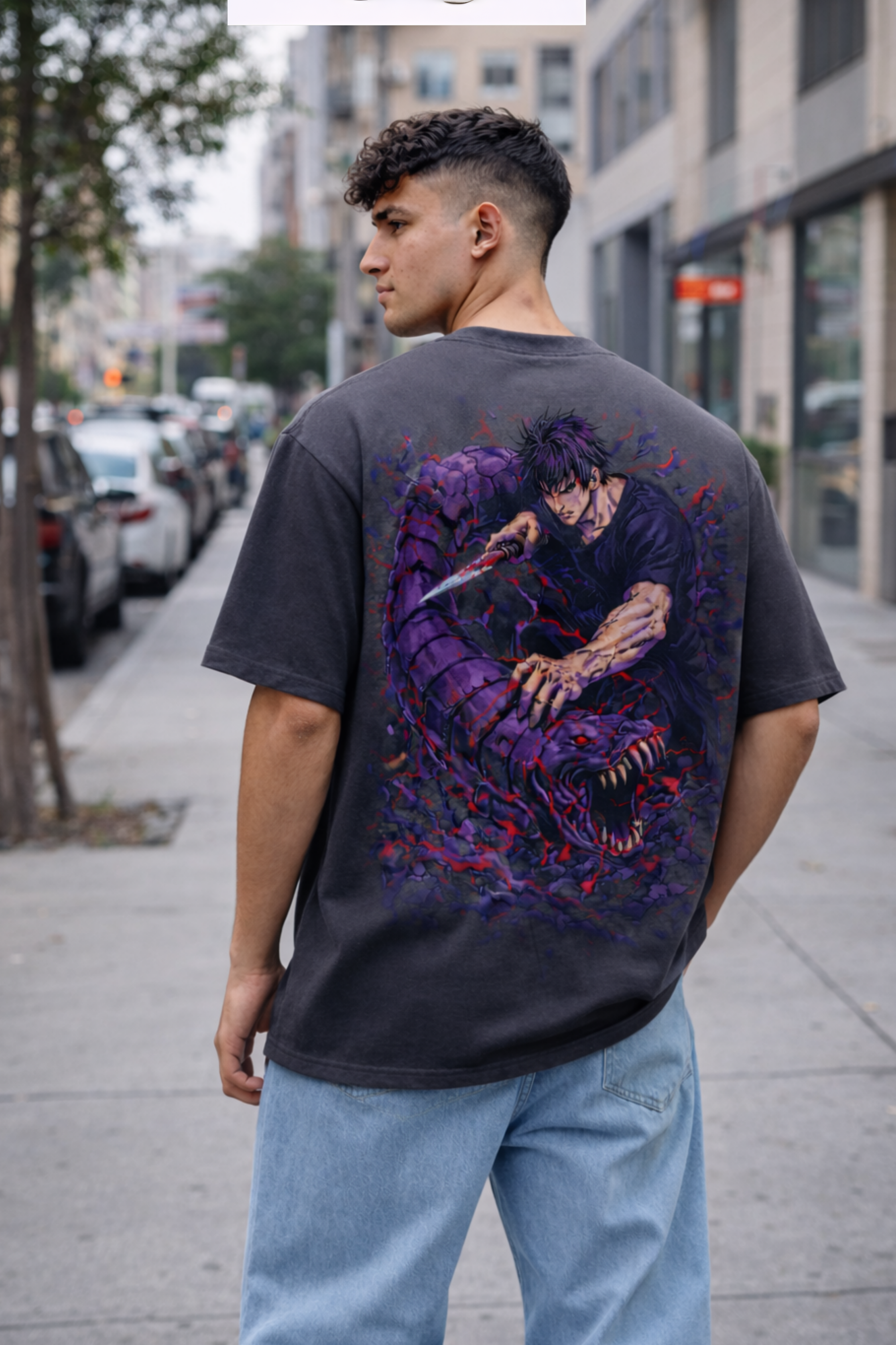 Serpent Warrior Oversized Tee - Grey