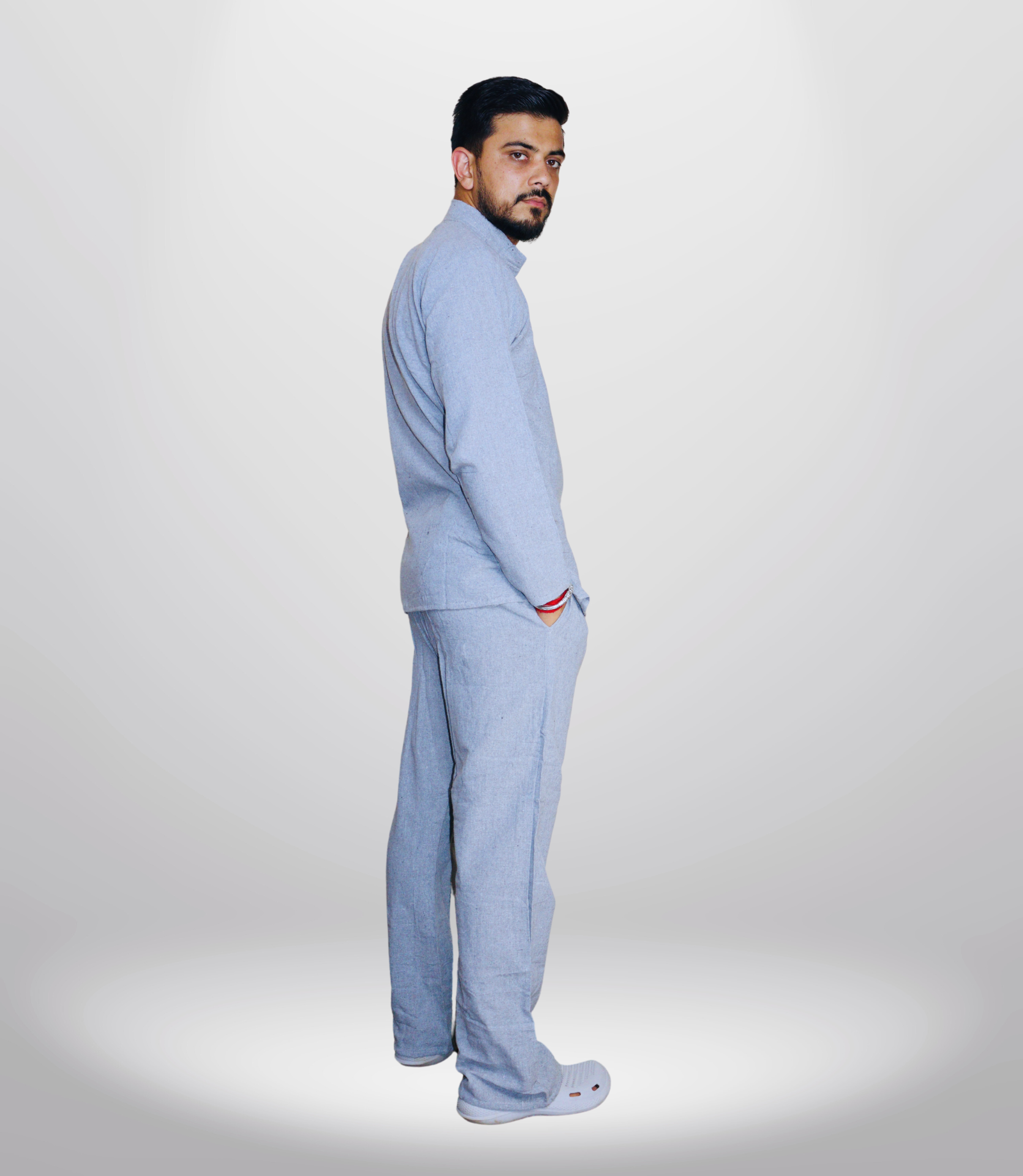 7 CHAKRA KURTA PAJAMA SET - DARK GREY