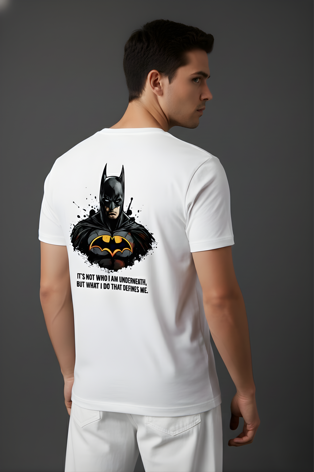 Batman Regular Fit Printed T-Shirt-White