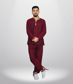 Himachali Cotton Kurta - Pajama - Maroon