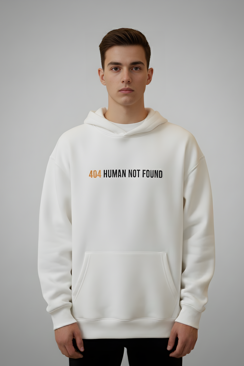 404 Error Premium Oversized Hoodie  - White