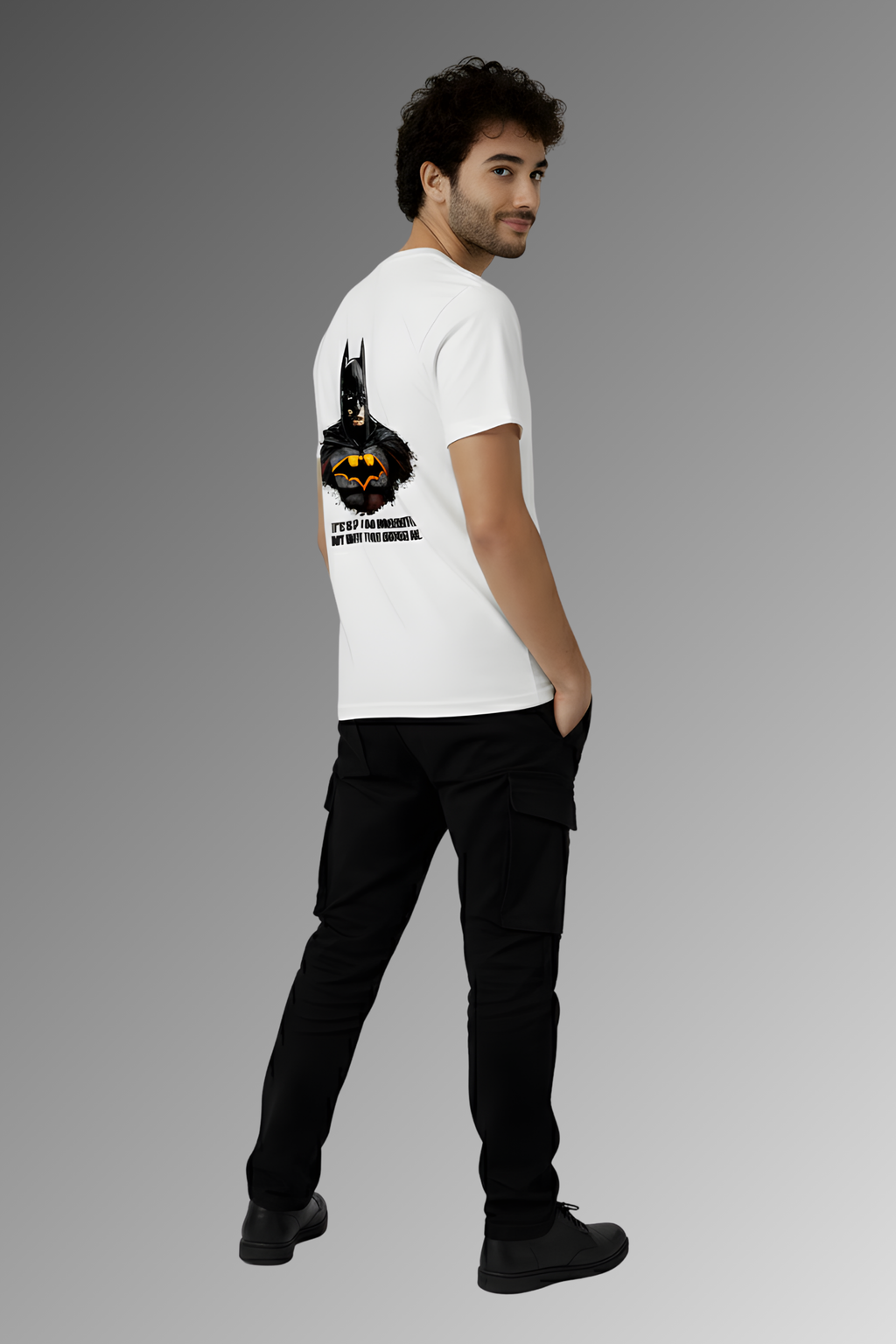 Batman Regular Fit Printed T-Shirt-White