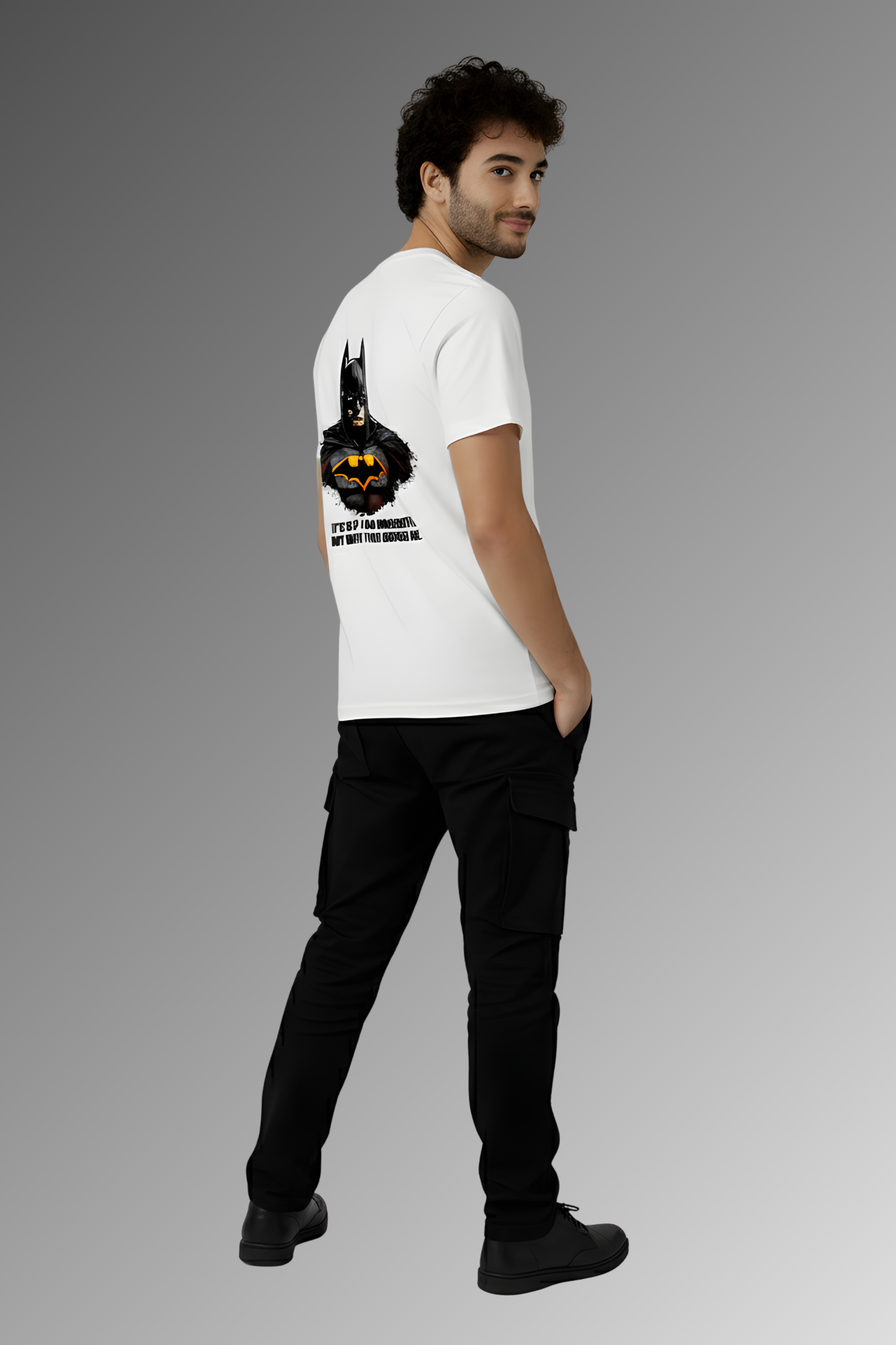 Batman Regular Fit Printed T-Shirt-White