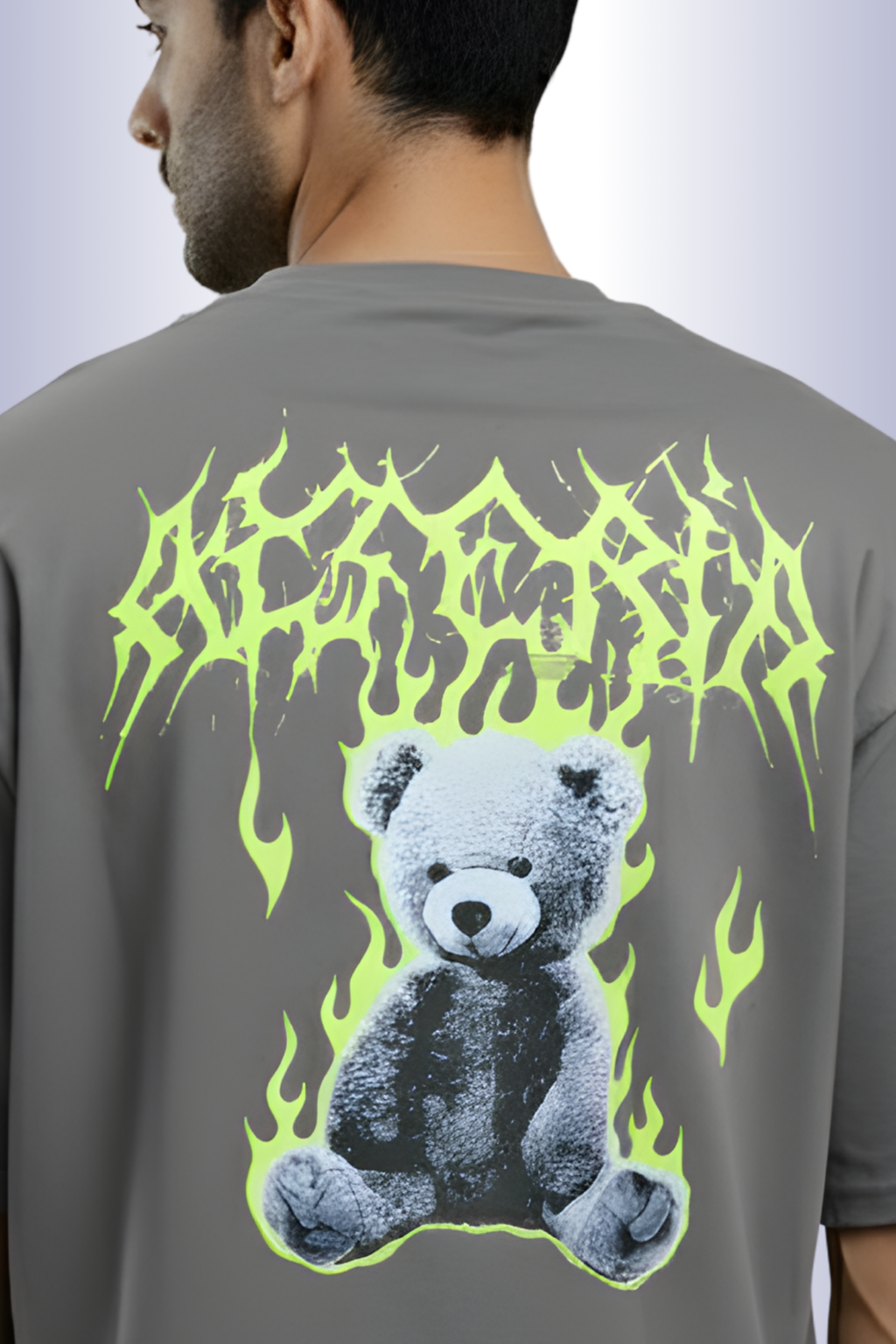 Meltdown Bear Oversized T-Shirt-Grey