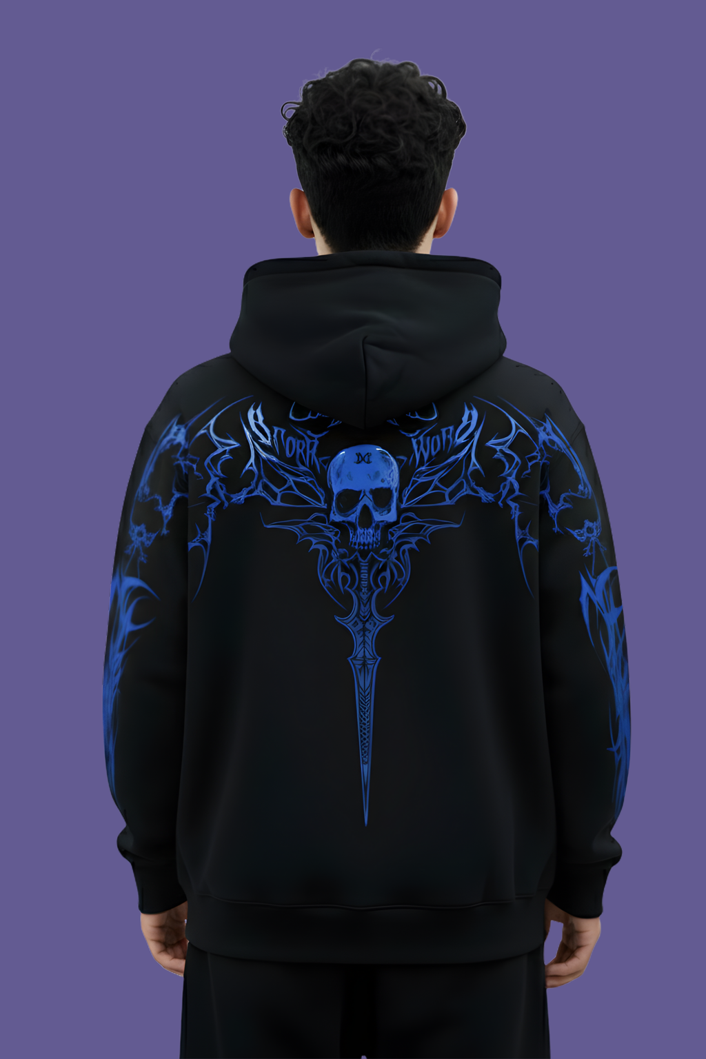 Blue Venom Regular Unisex Hoodie  - BLACK