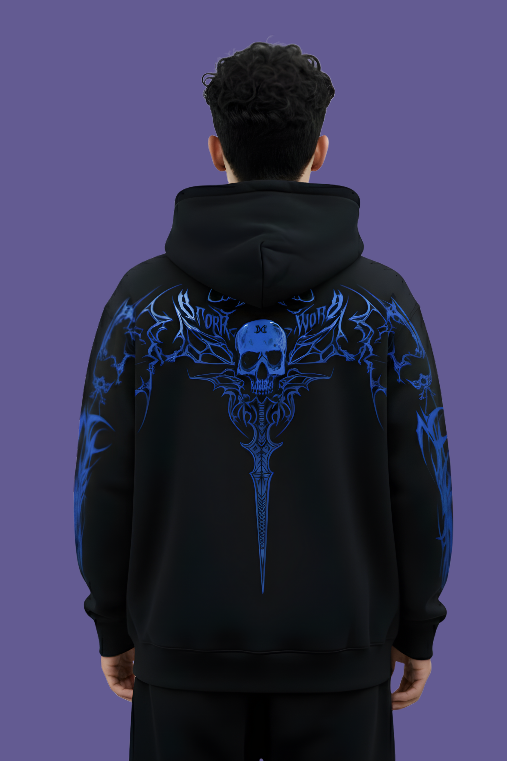 Blue Venom Regular Unisex Hoodie  - BLACK