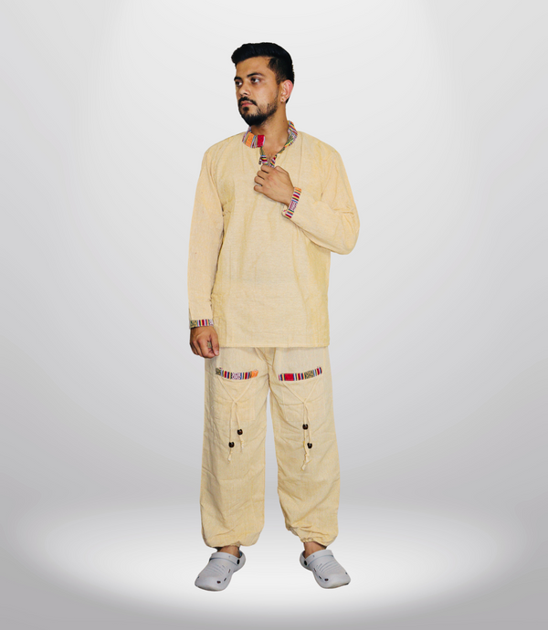 Summer Cotton Kurta - Pajama - Yellow