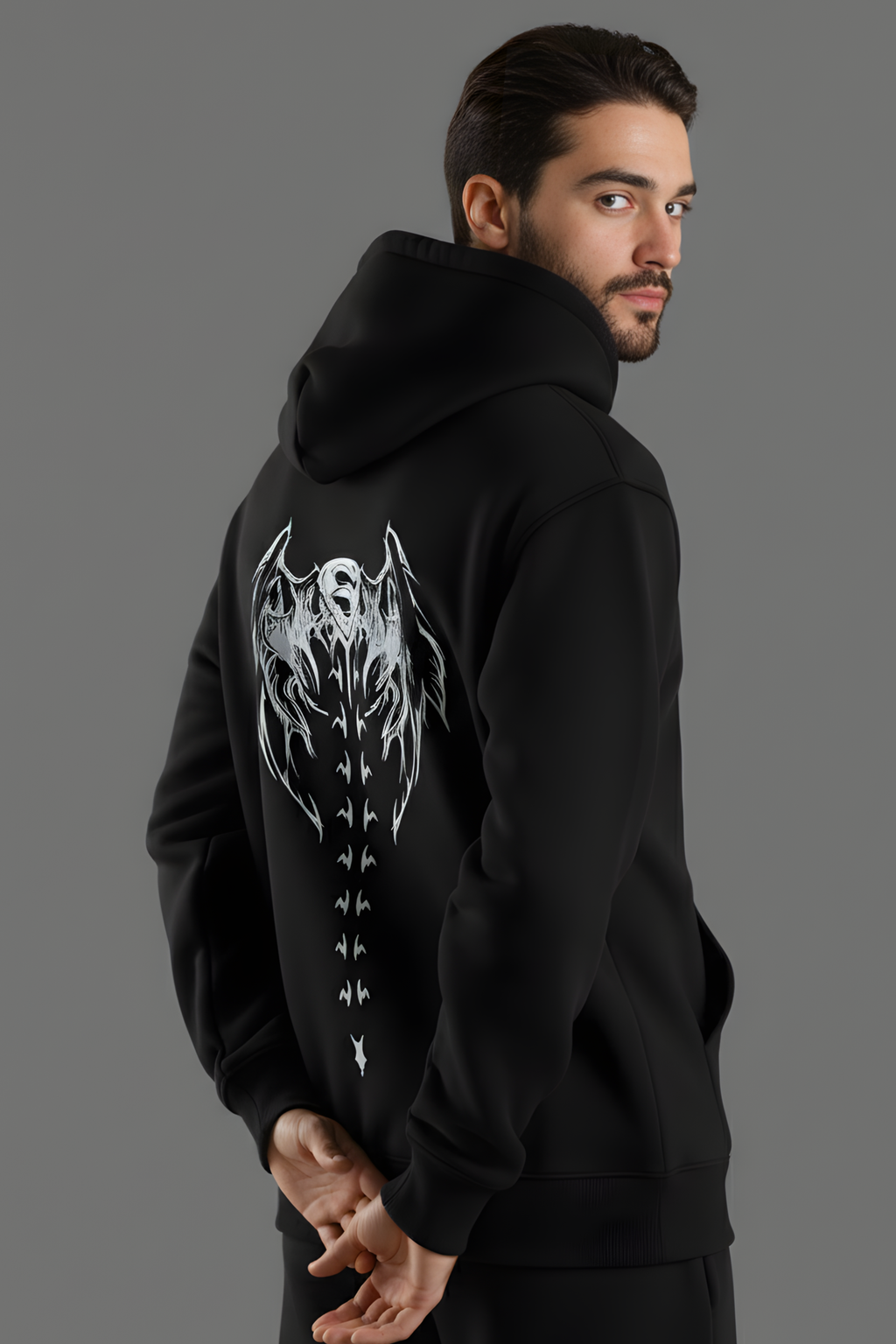Shadow Wings Premium Oversized Hoodie  - Black