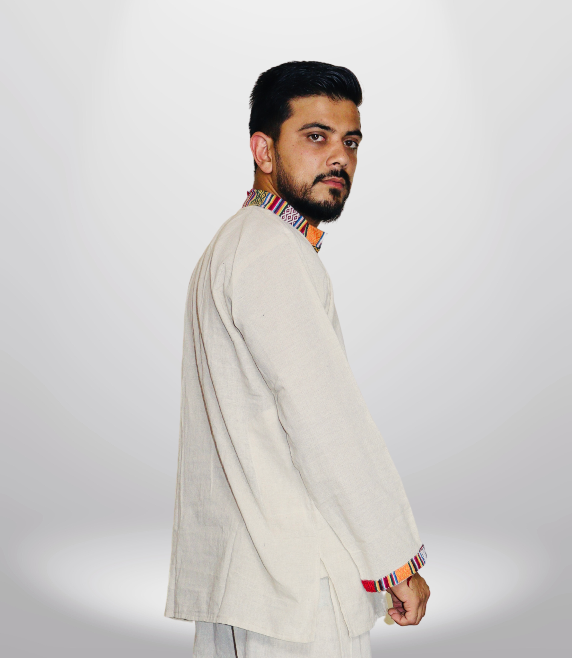 Cotton Khadi Ethnic Shirt -Beige