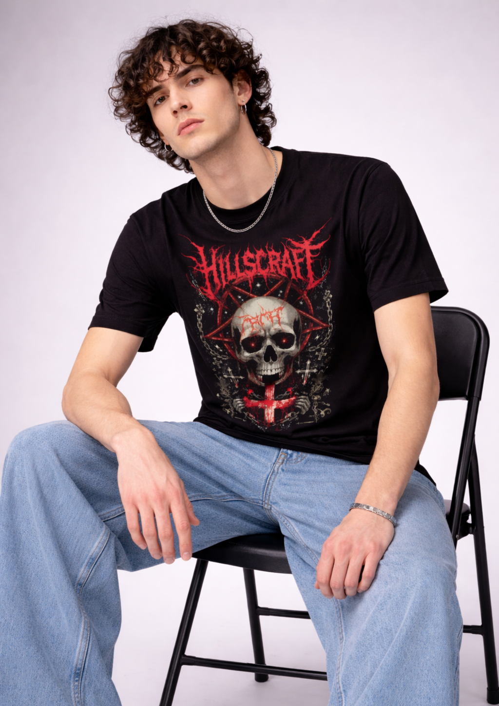 Hellcore Skull Regular Fit T-Shirt-BLACK