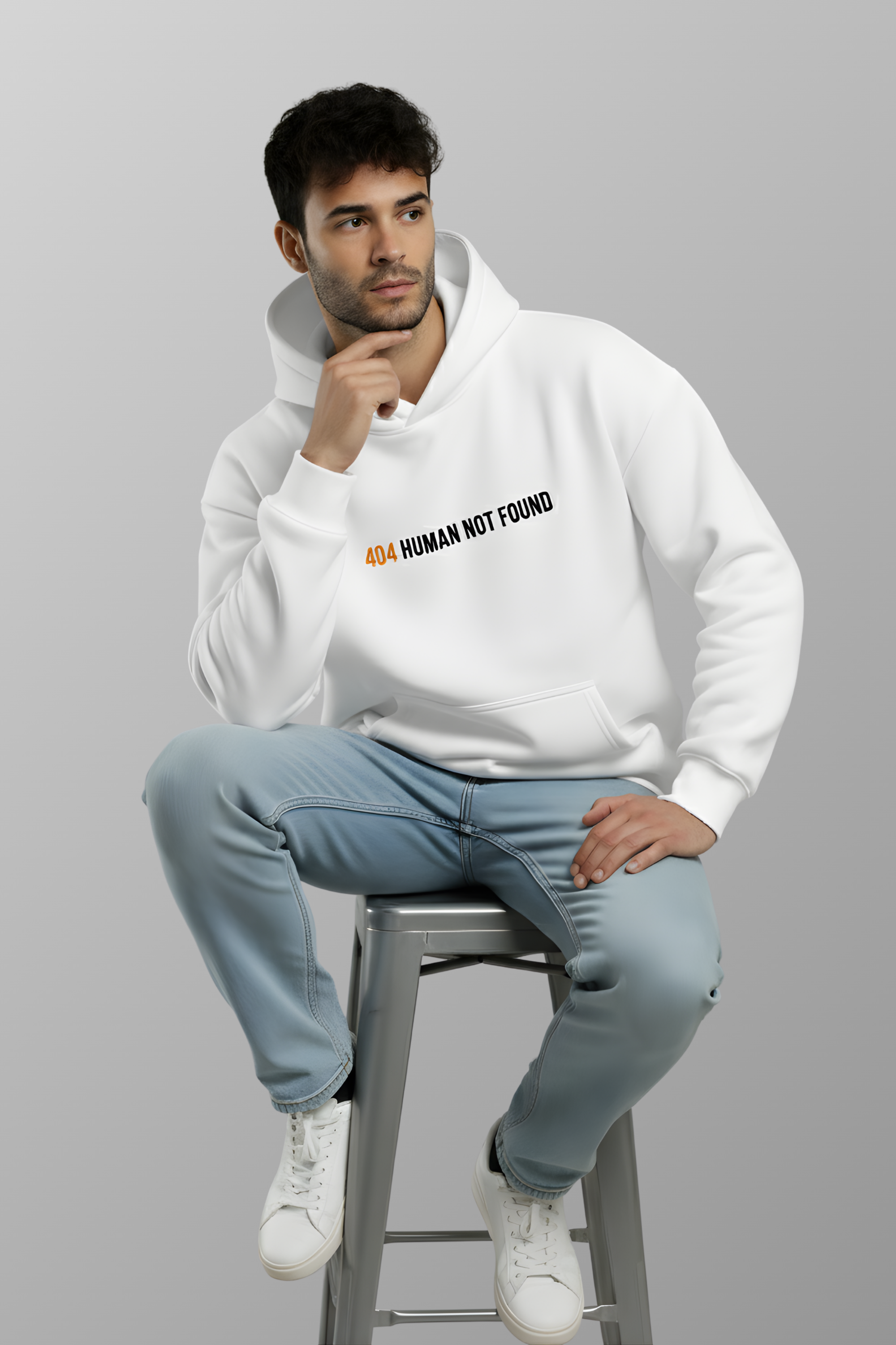 404 Error Premium Oversized Hoodie  - White