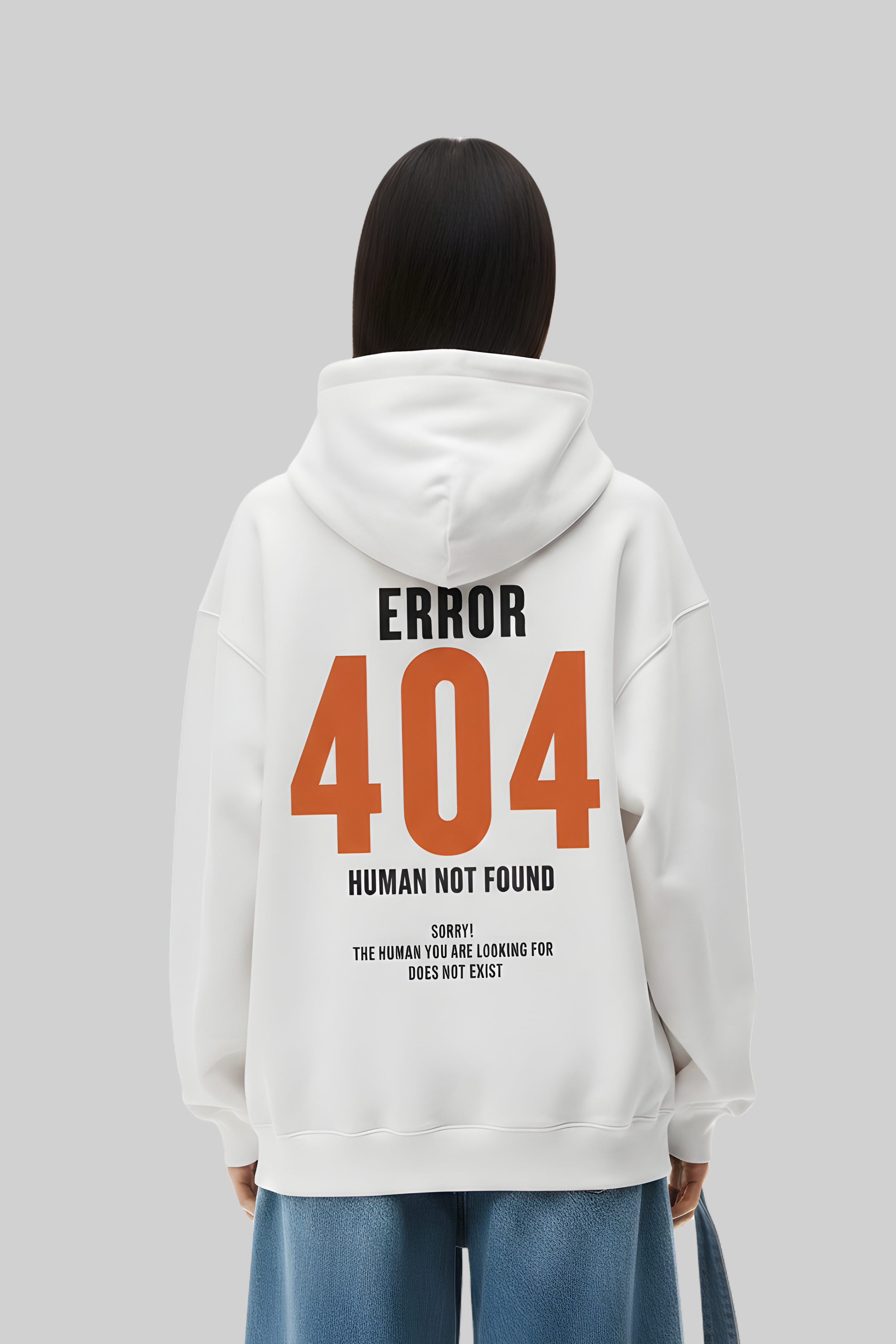 404 Error Premium Oversized Hoodie  - White
