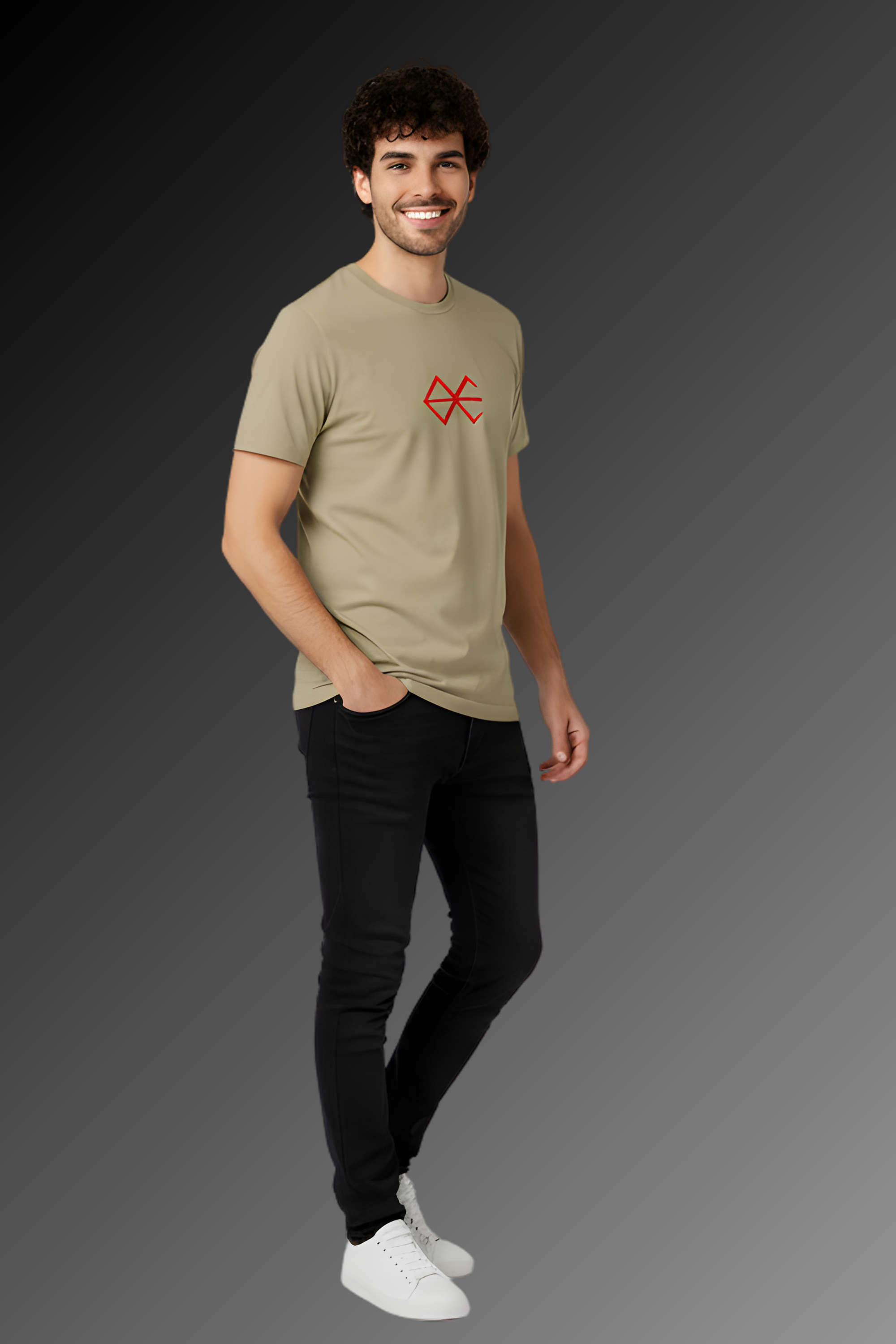 Energy  Regular Fit Printed T-Shirt-Beige