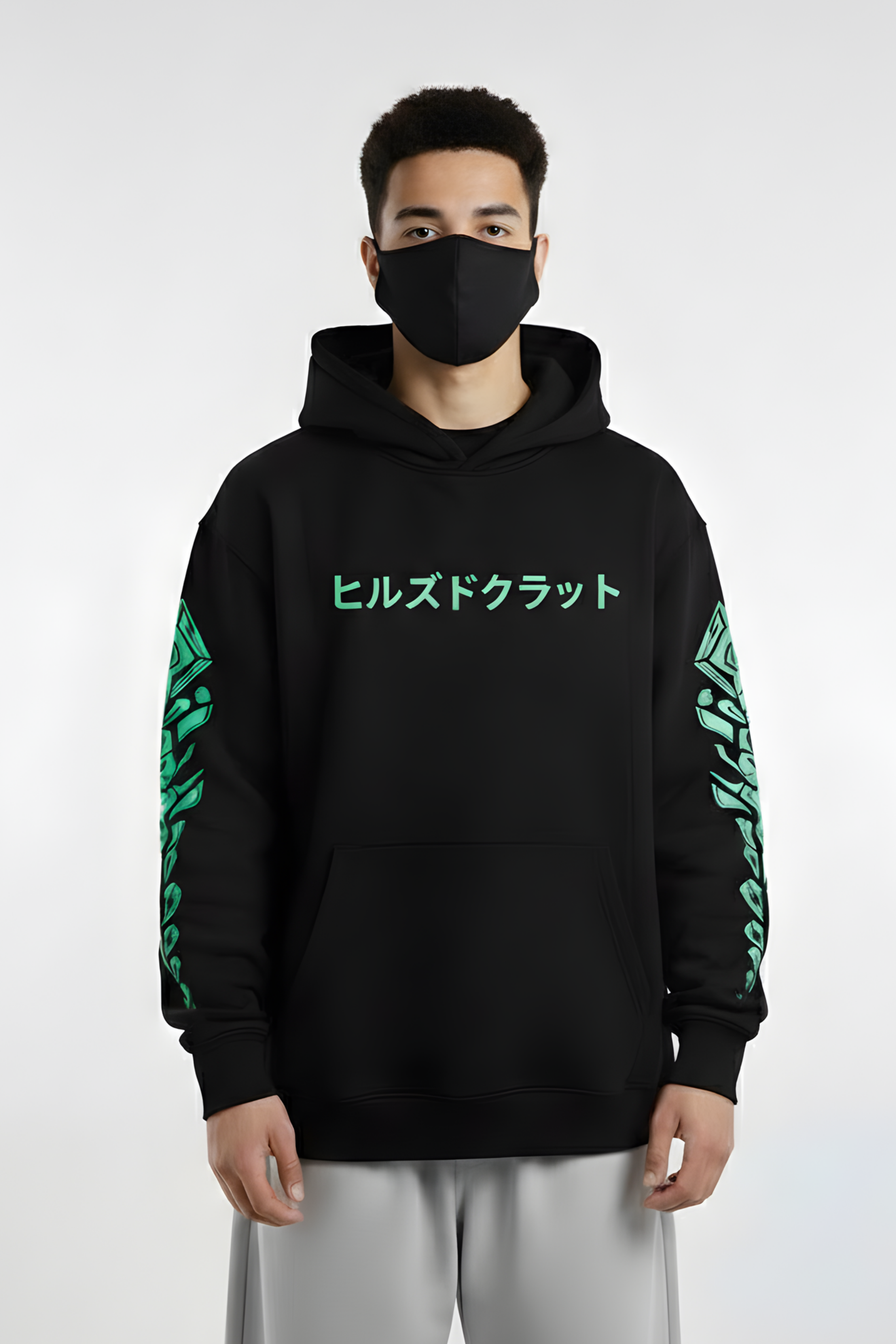 Neon Spine Premium Oversized Hoodie  - Black