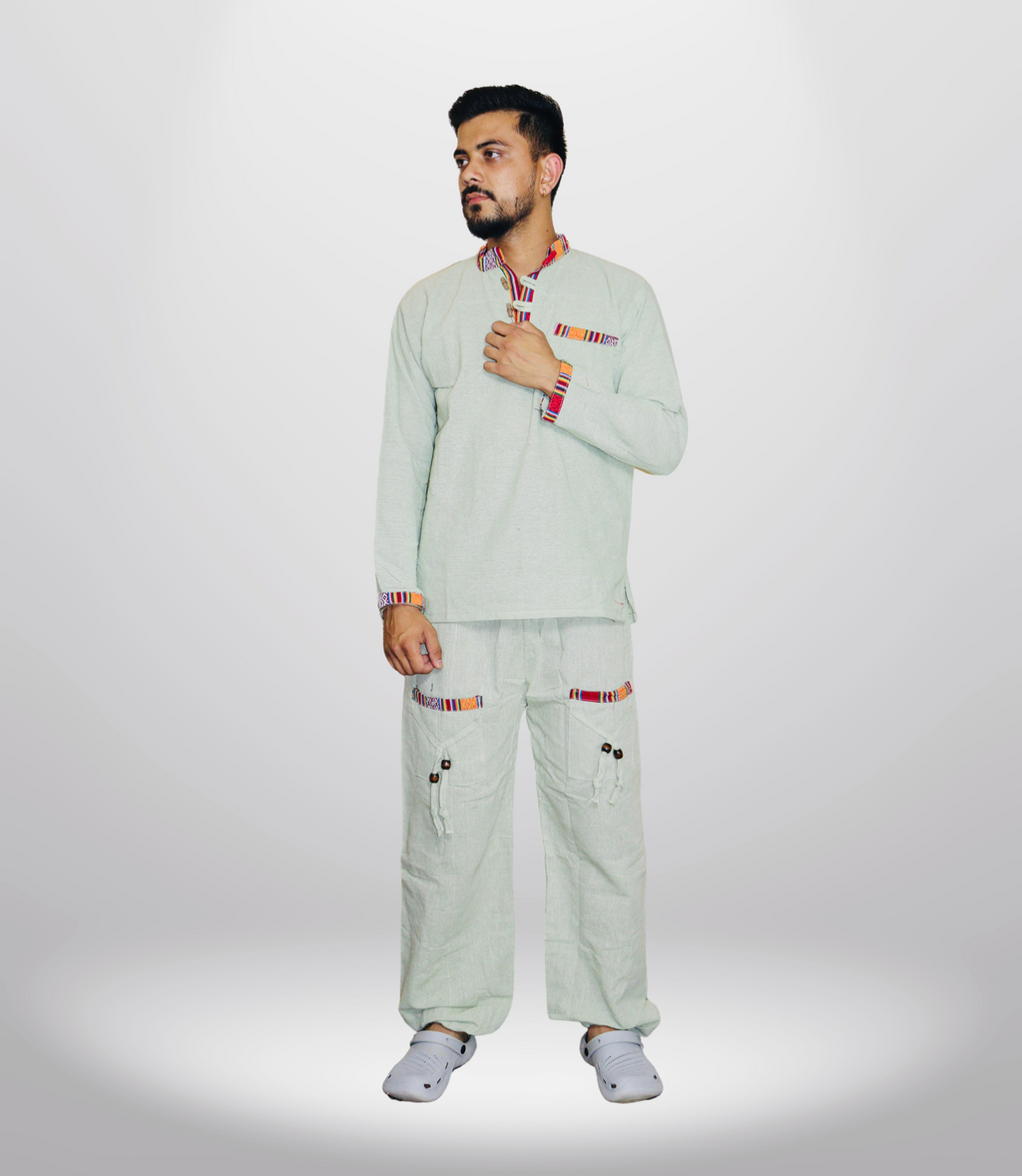 Cotton Kurta - Pajama Set - Mint Green