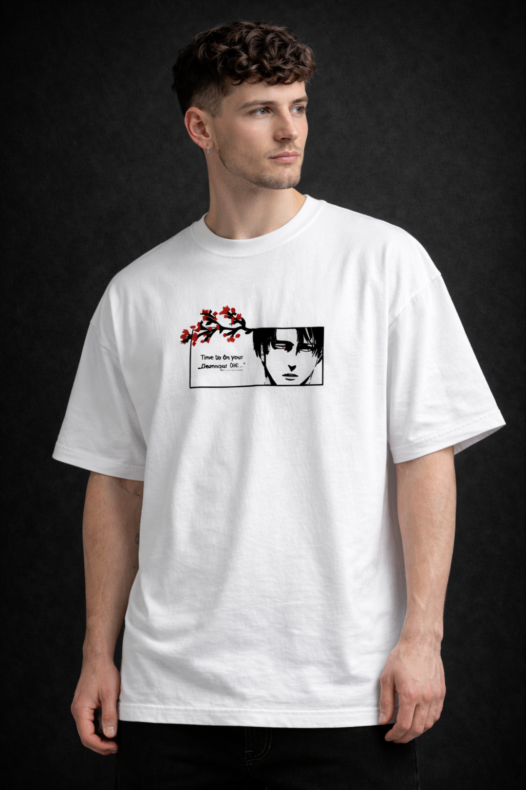 Levi Ackerman Oversized T-Shirt-White