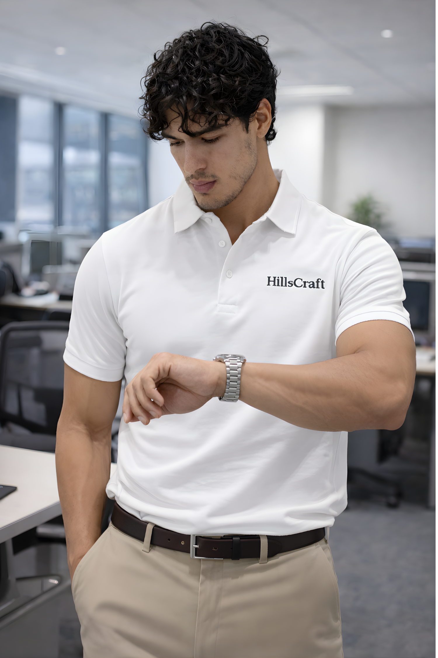 Hillscraft Regular Fit Lycra Polo T-Shirt - White