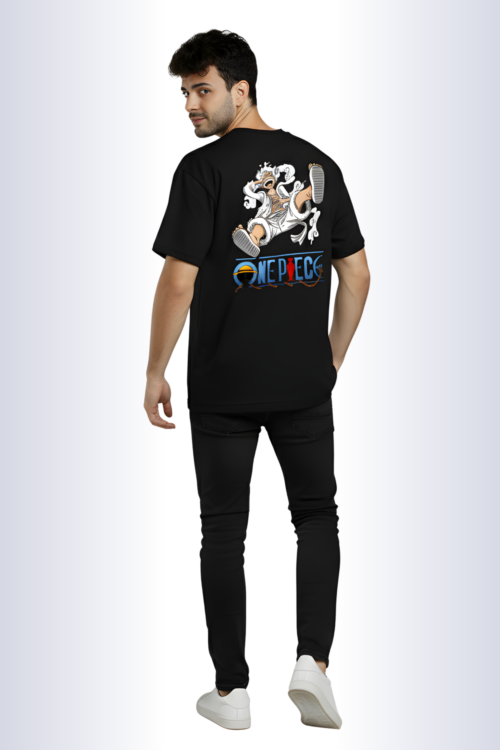 One Piece Regular Fit Printed T-Shirt -Black