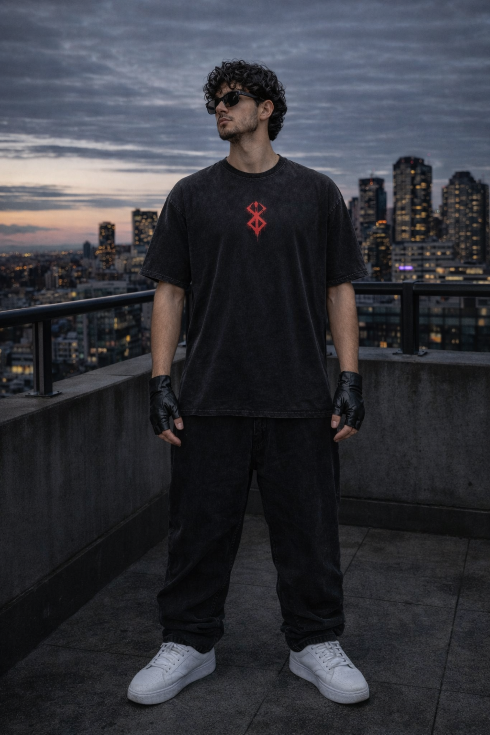 Berserk Rebellion Acidwash Oversized Tee – Black