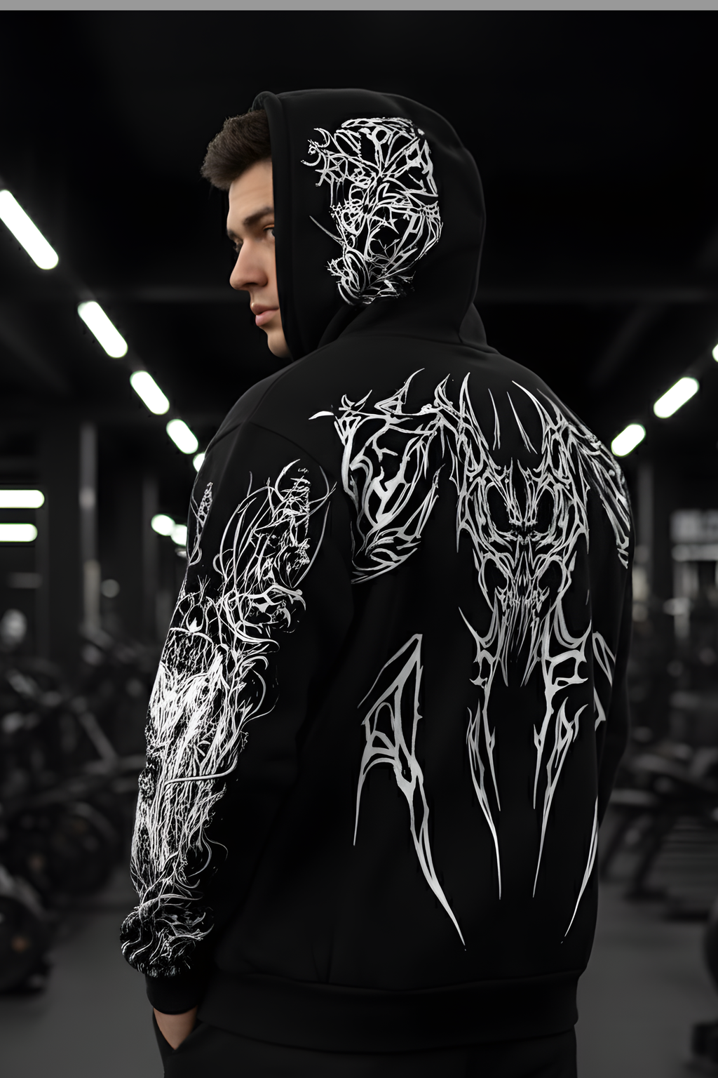 Deathline BlackOversized Premium Hoodie –BLACK