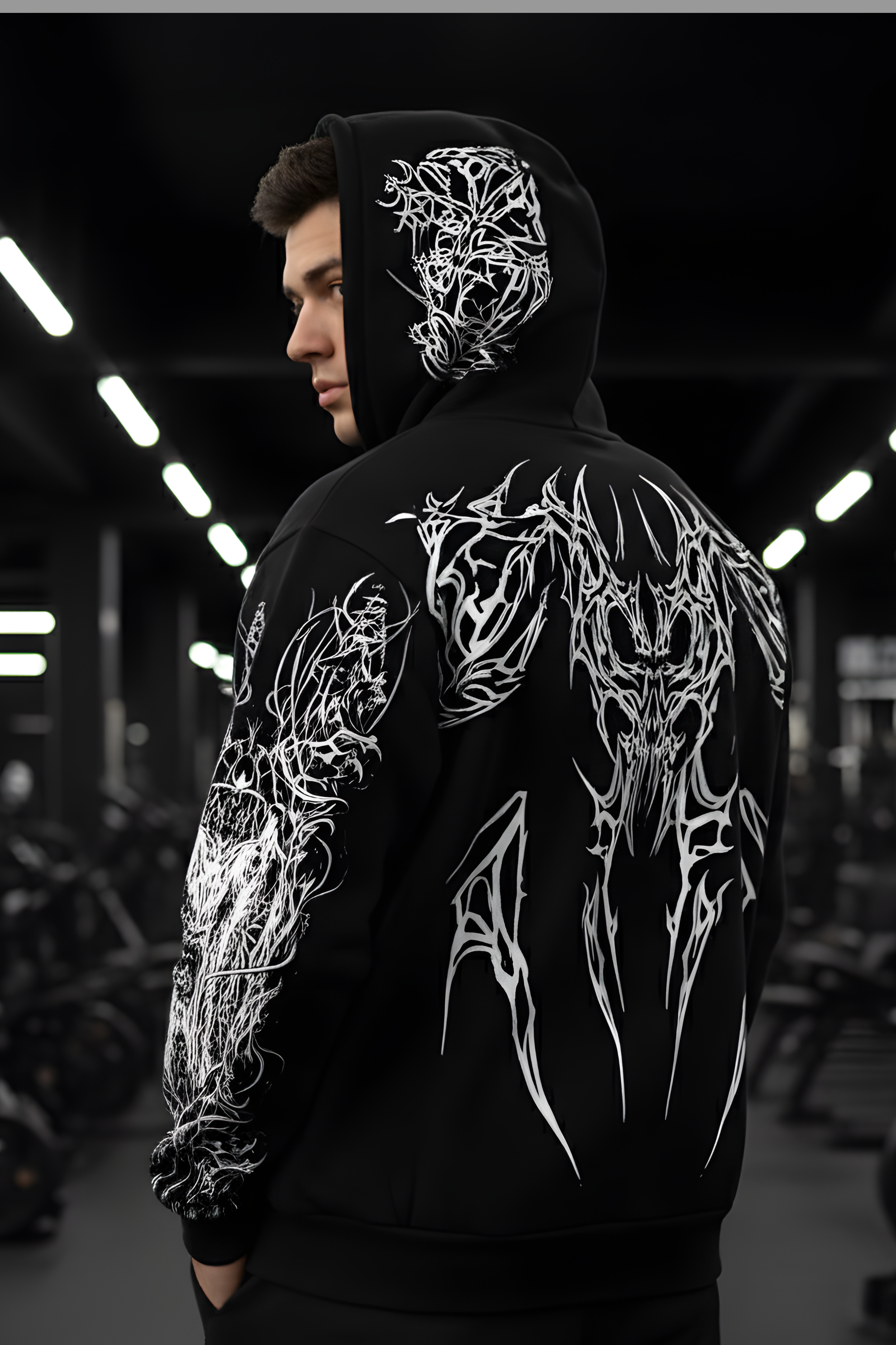 Deathline BlackOversized Premium Hoodie –BLACK