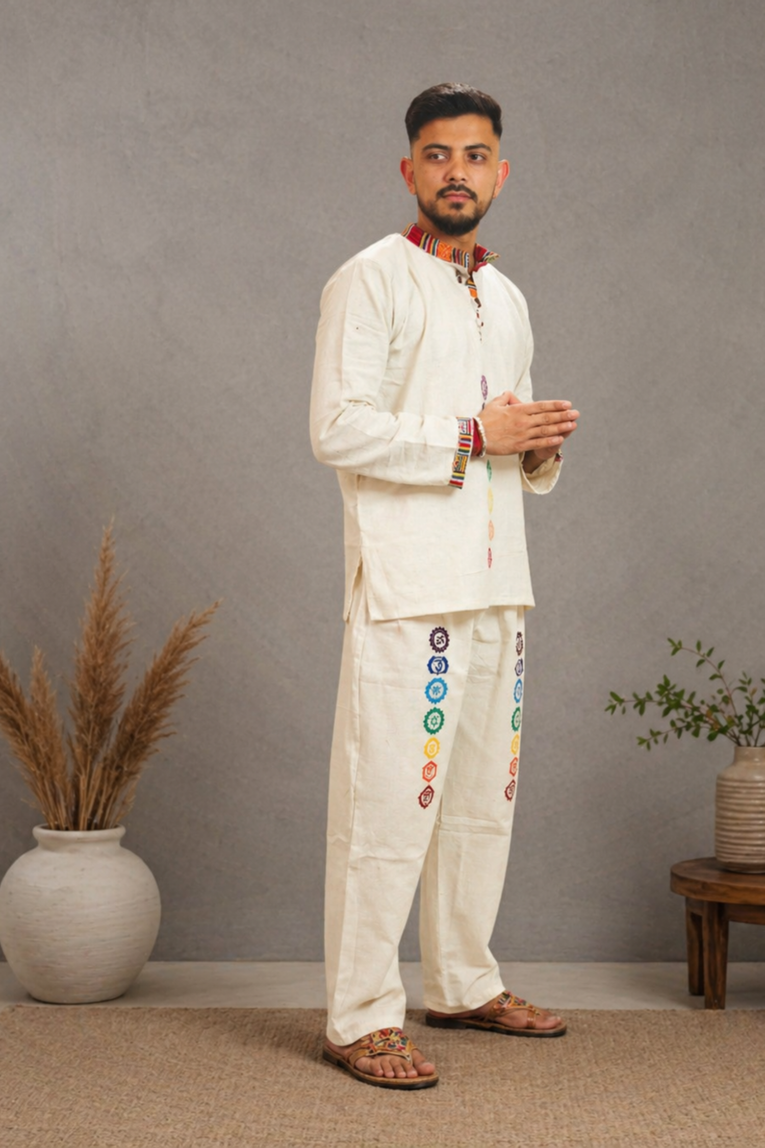 7 CHAKRAS Ethnic Kurta Pajama Set - BEIGE