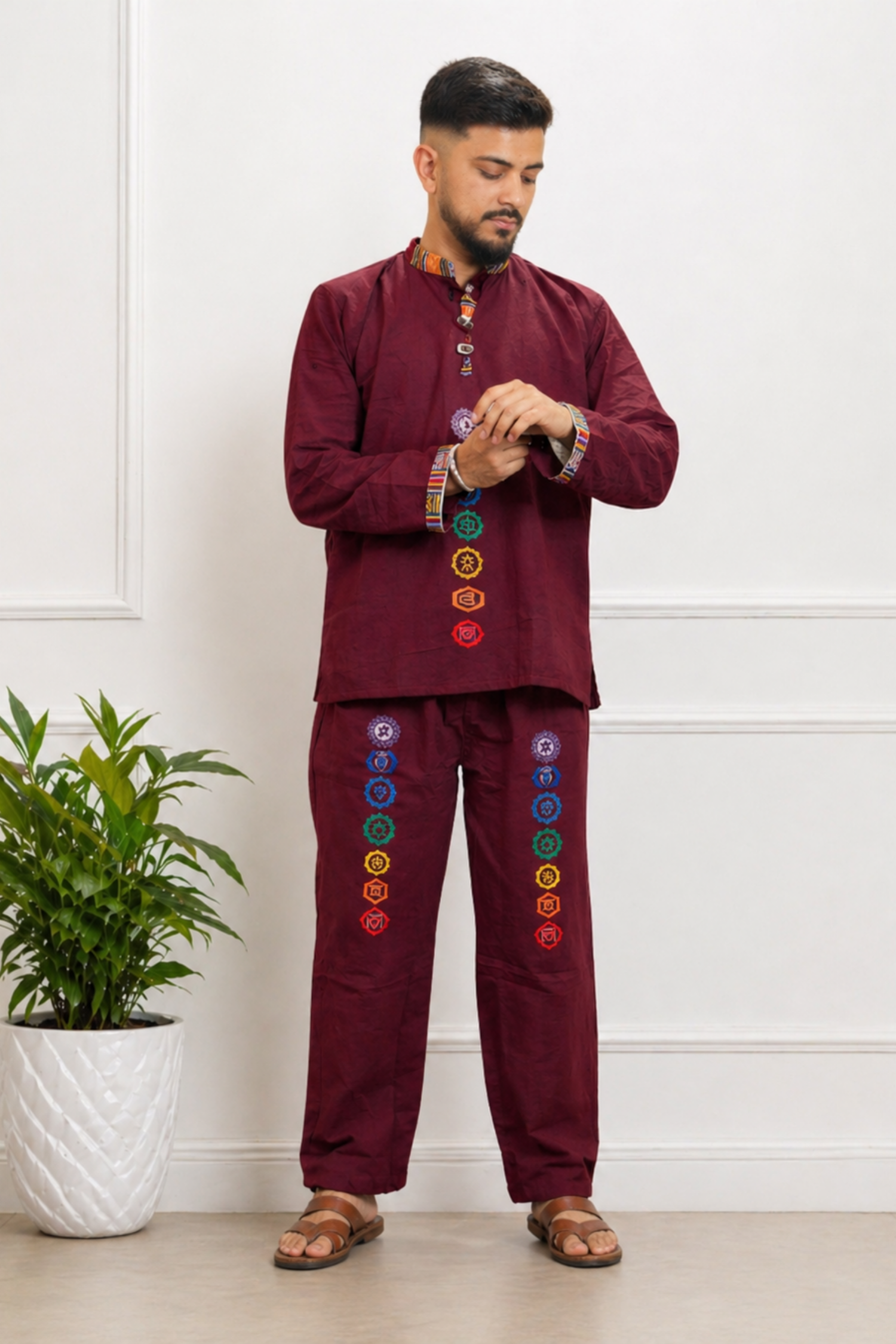 7 CHAKRAS Ethnic Kurta Pajama Set -MAROON