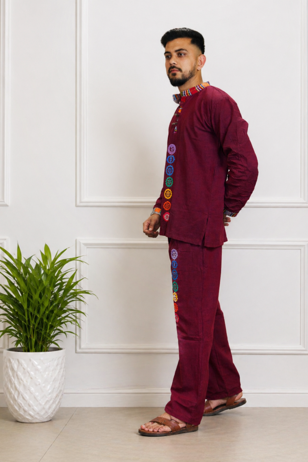 7 CHAKRAS Ethnic Kurta Pajama Set -MAROON