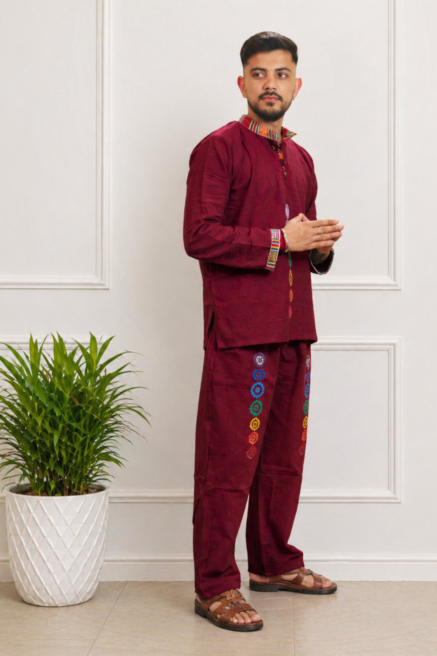 7 CHAKRAS Ethnic Kurta Pajama Set -MAROON