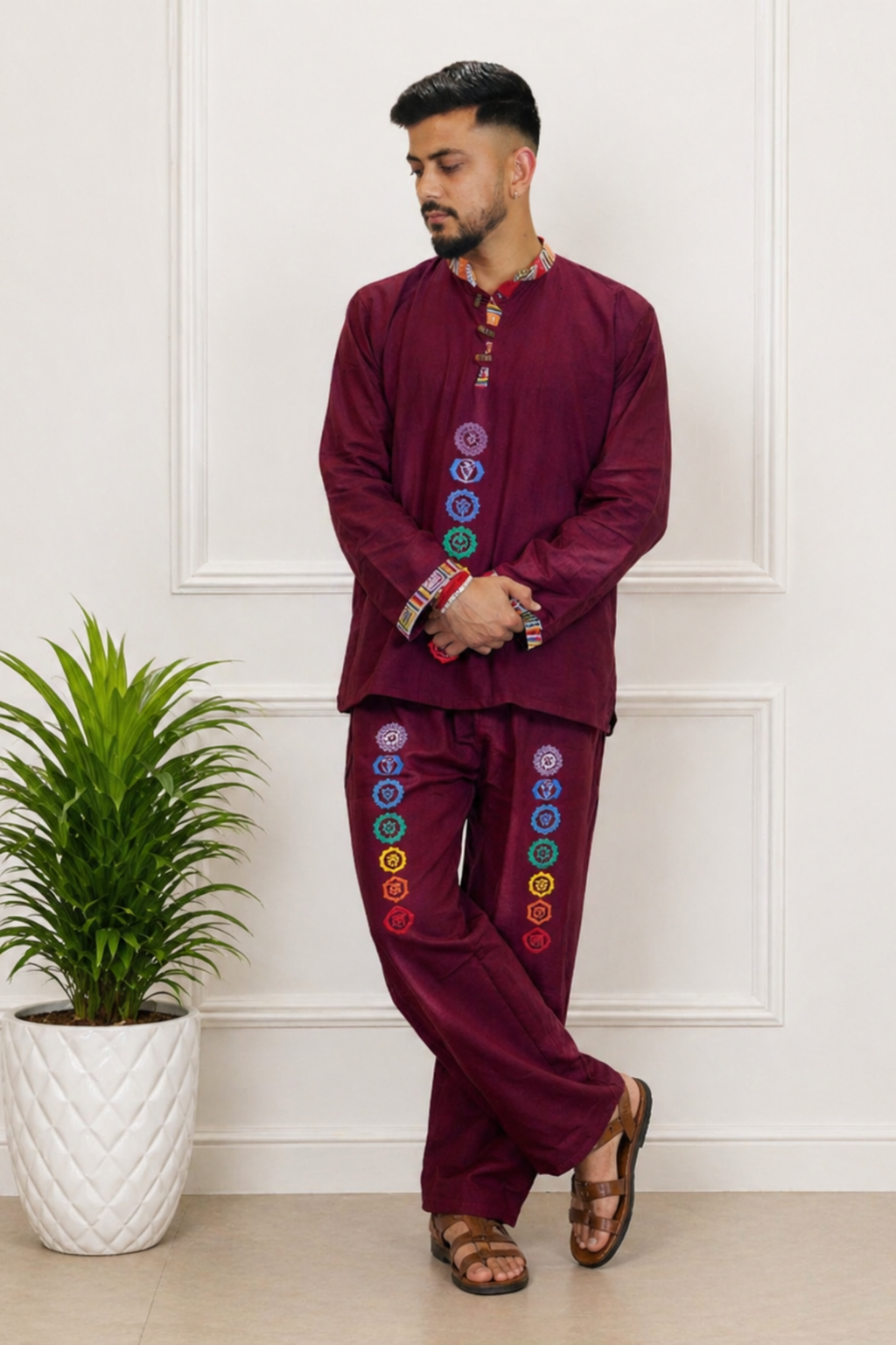 7 CHAKRAS Ethnic Kurta Pajama Set -MAROON
