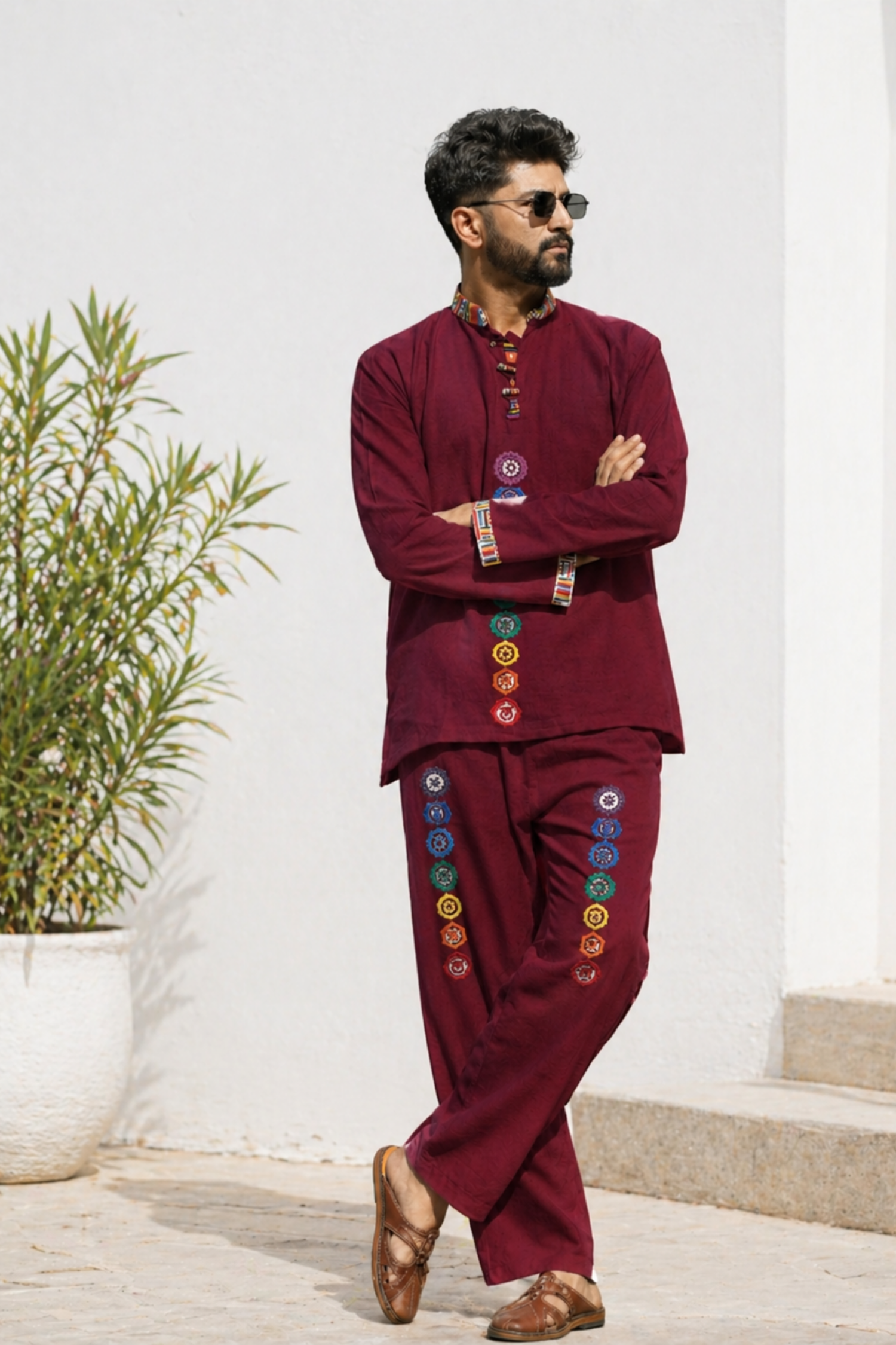 7 CHAKRAS Ethnic Kurta Pajama Set -MAROON