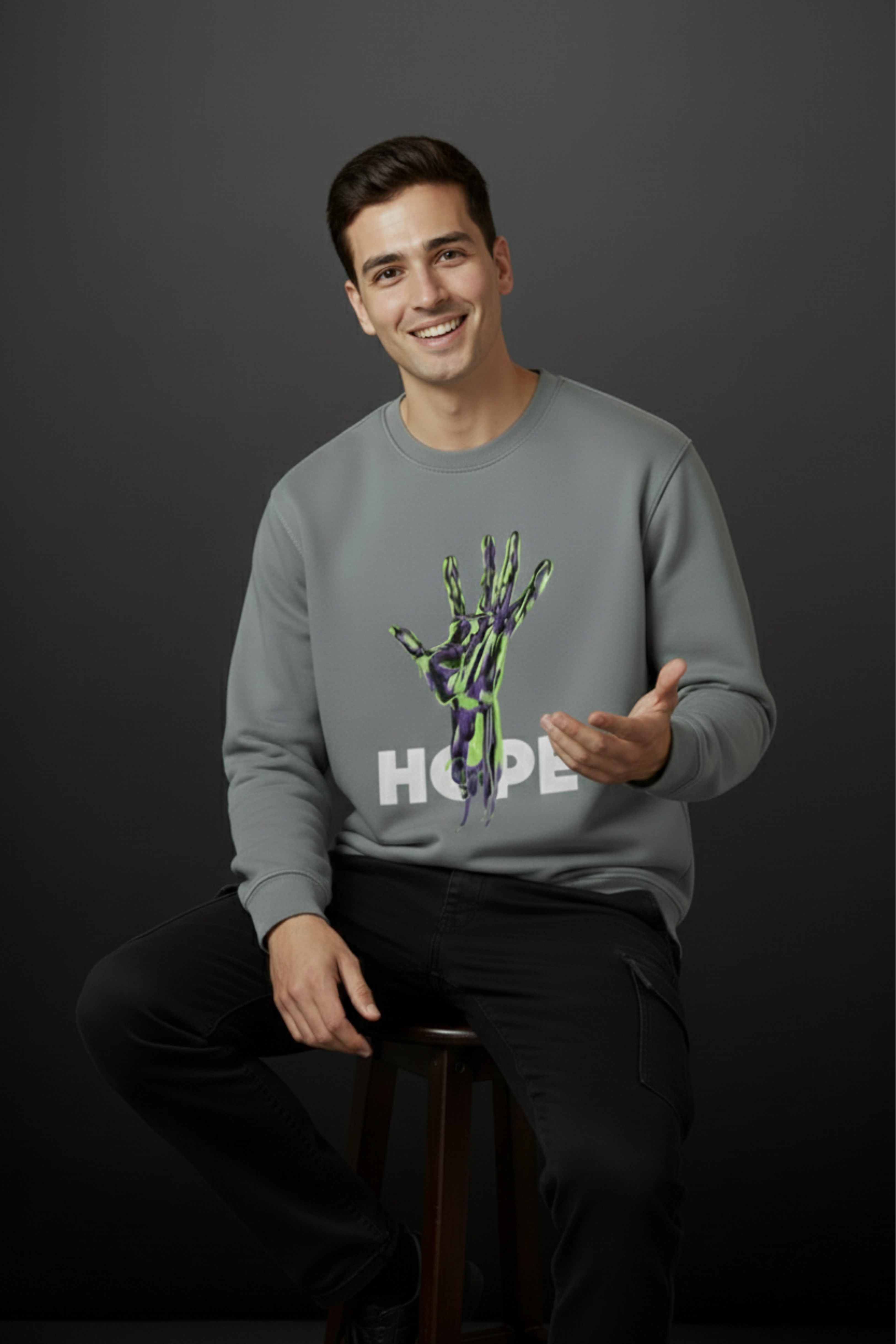 Hope Premium Cotton Fleece Sweatshirt - Dark Grey