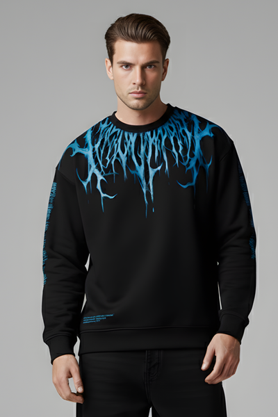 Blue Pulse Unisex Regular Sweatshirt-Black