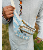 Hemp Waist Bag - SkyBlue White