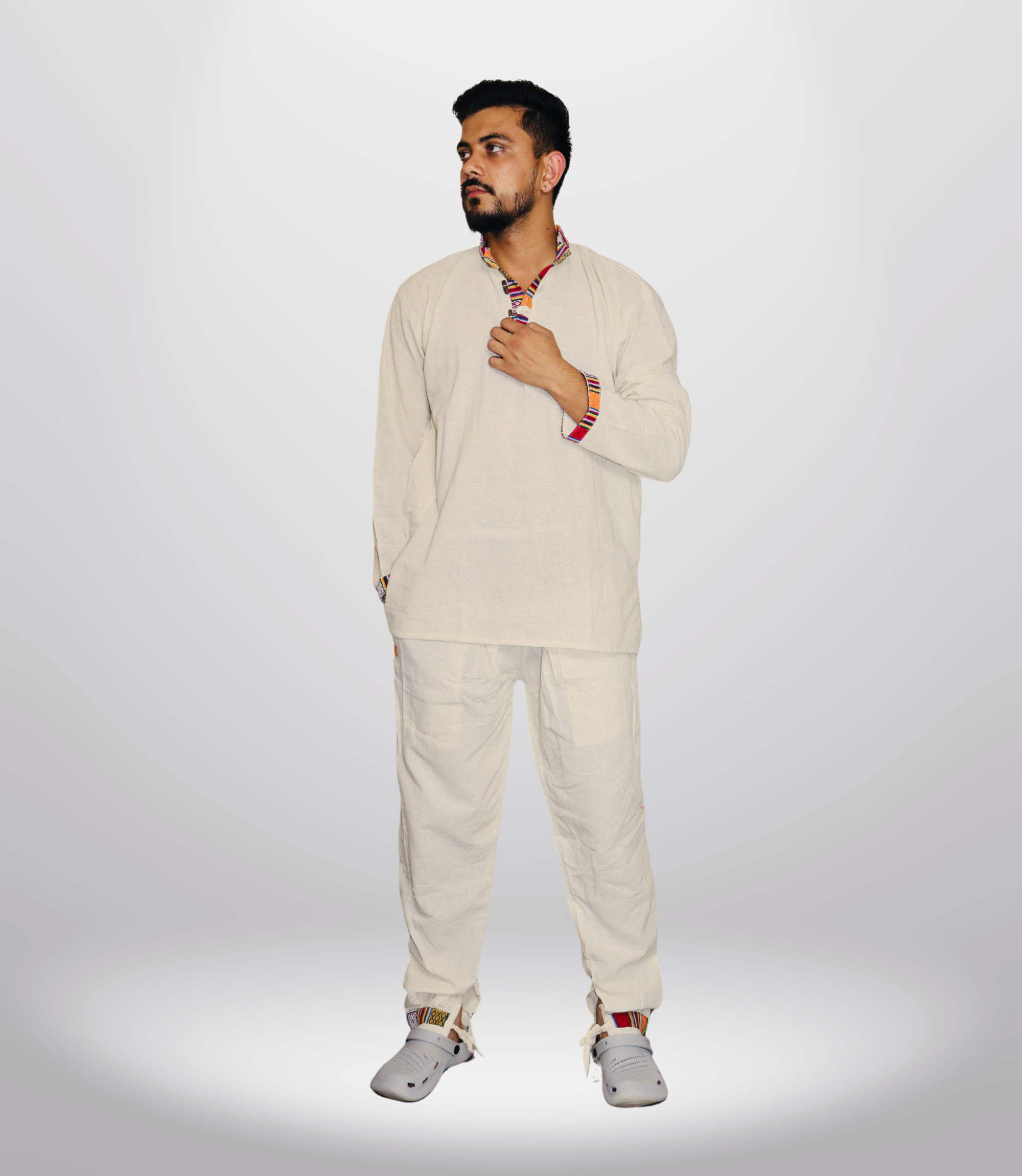 Himachali Cotton Kurta - Pajama - Beige