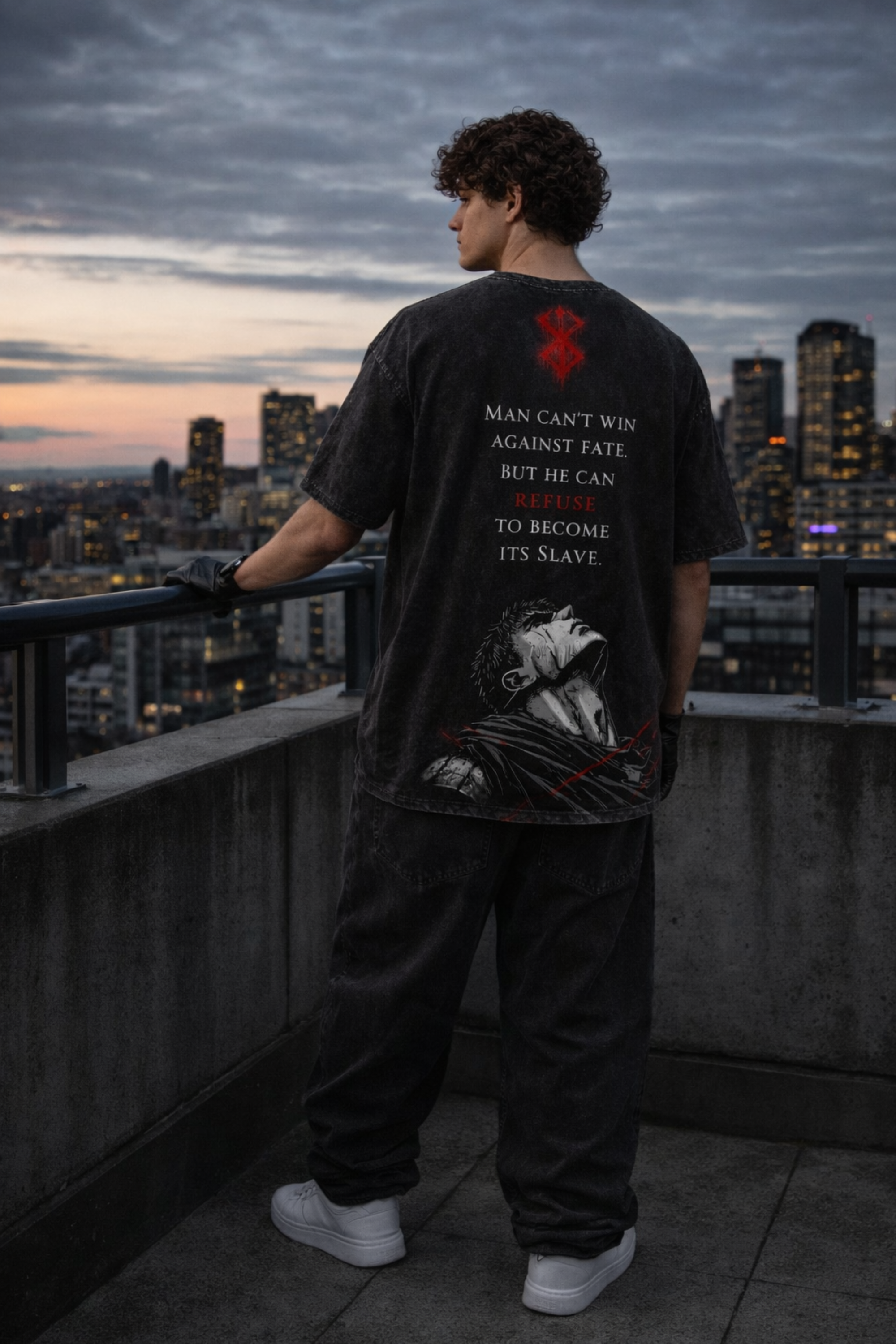 Berserk Rebellion Acidwash Oversized Tee – Black