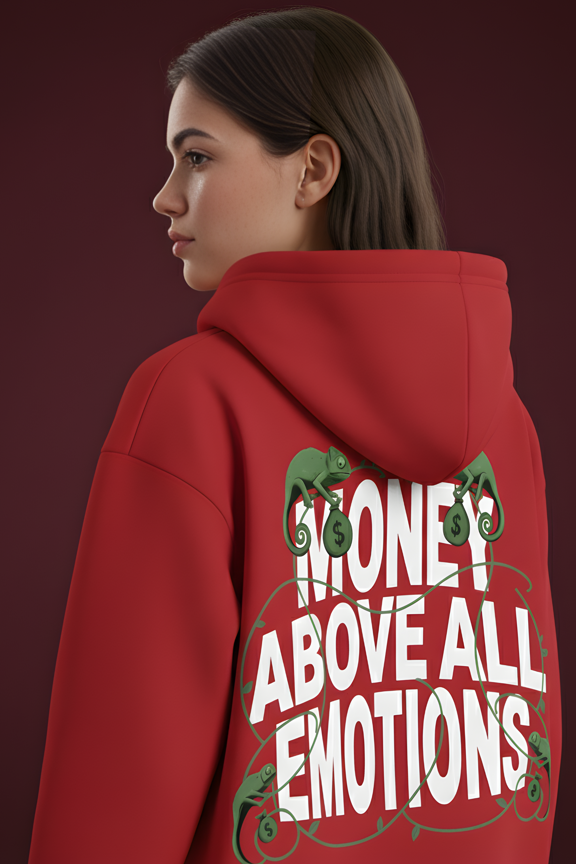 MONEY ABOVE ALL Regular Unisex Hoodie  - RED