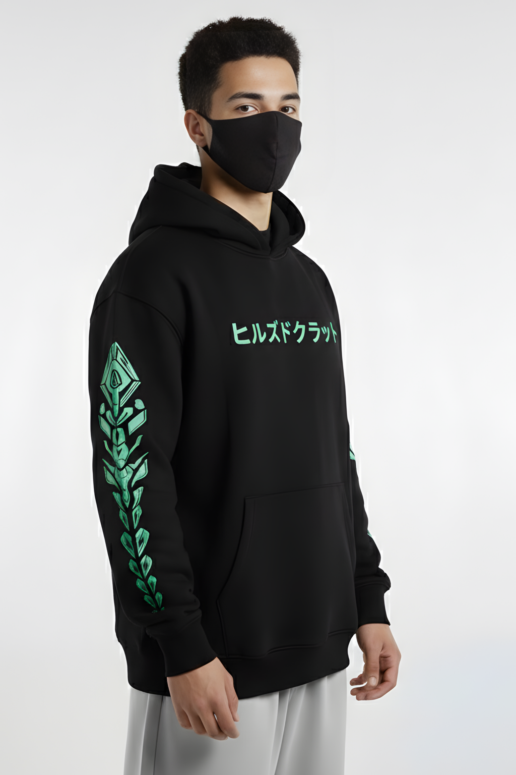 Neon Spine Premium Oversized Hoodie  - Black