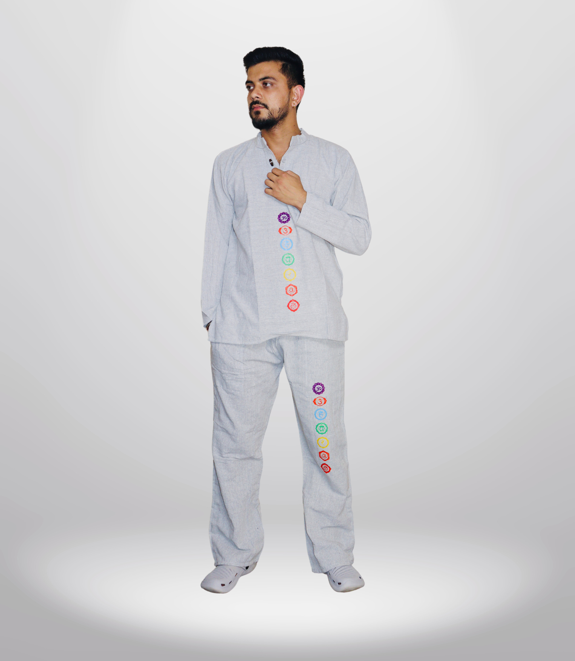 7 CHAKRA KURTA PAJAMA SET - GREY