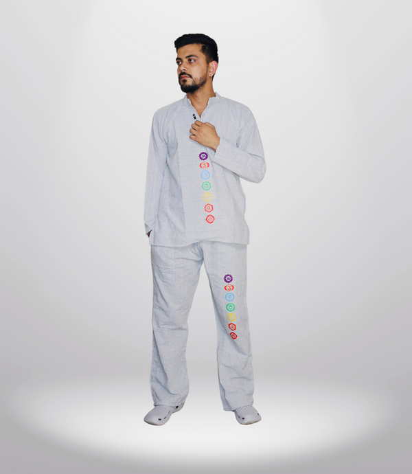 7 CHAKRA KURTA PAJAMA SET - GREY