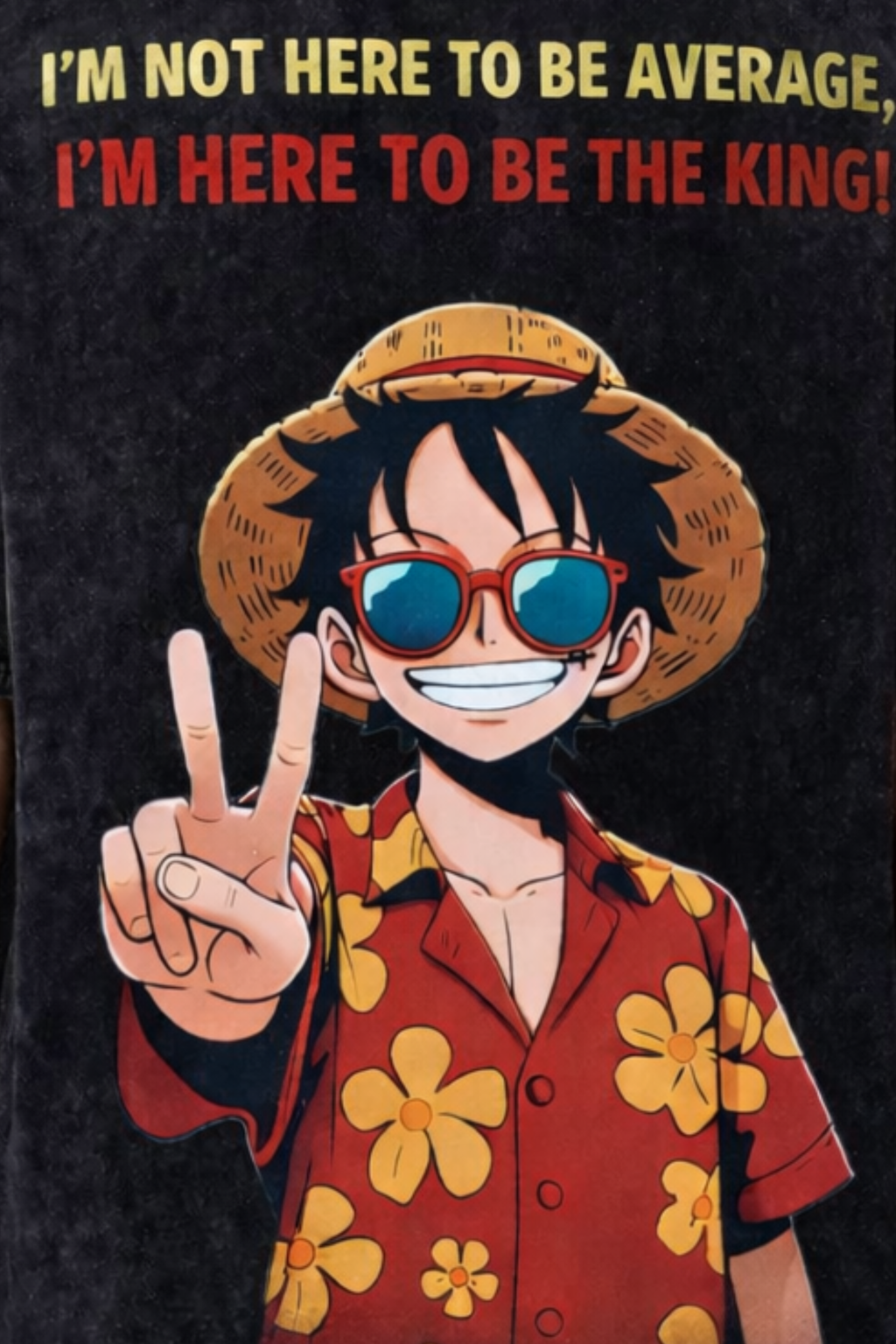 KING LUFFY Acidwash Oversized Tee – Black